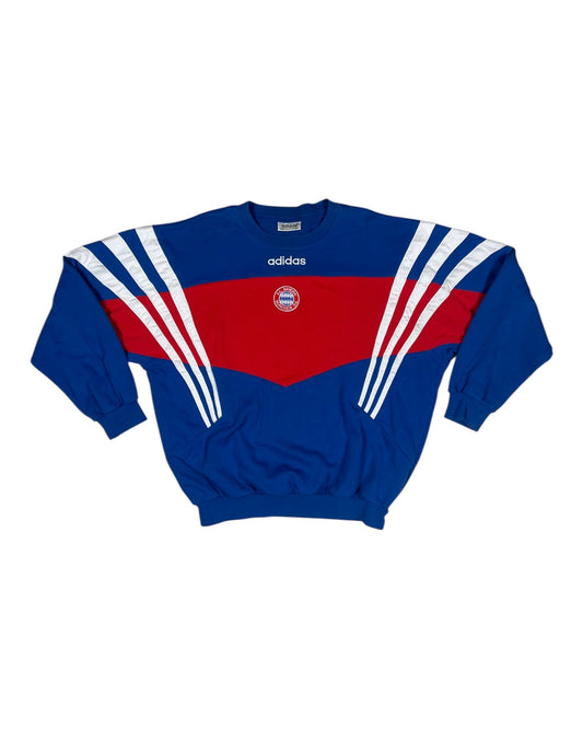 🔥Vintage 90's Bayern Munchen Munich Adidas Boxy Sweatshirt Crew Neck 1995-1996 Size L-XL Blue Red