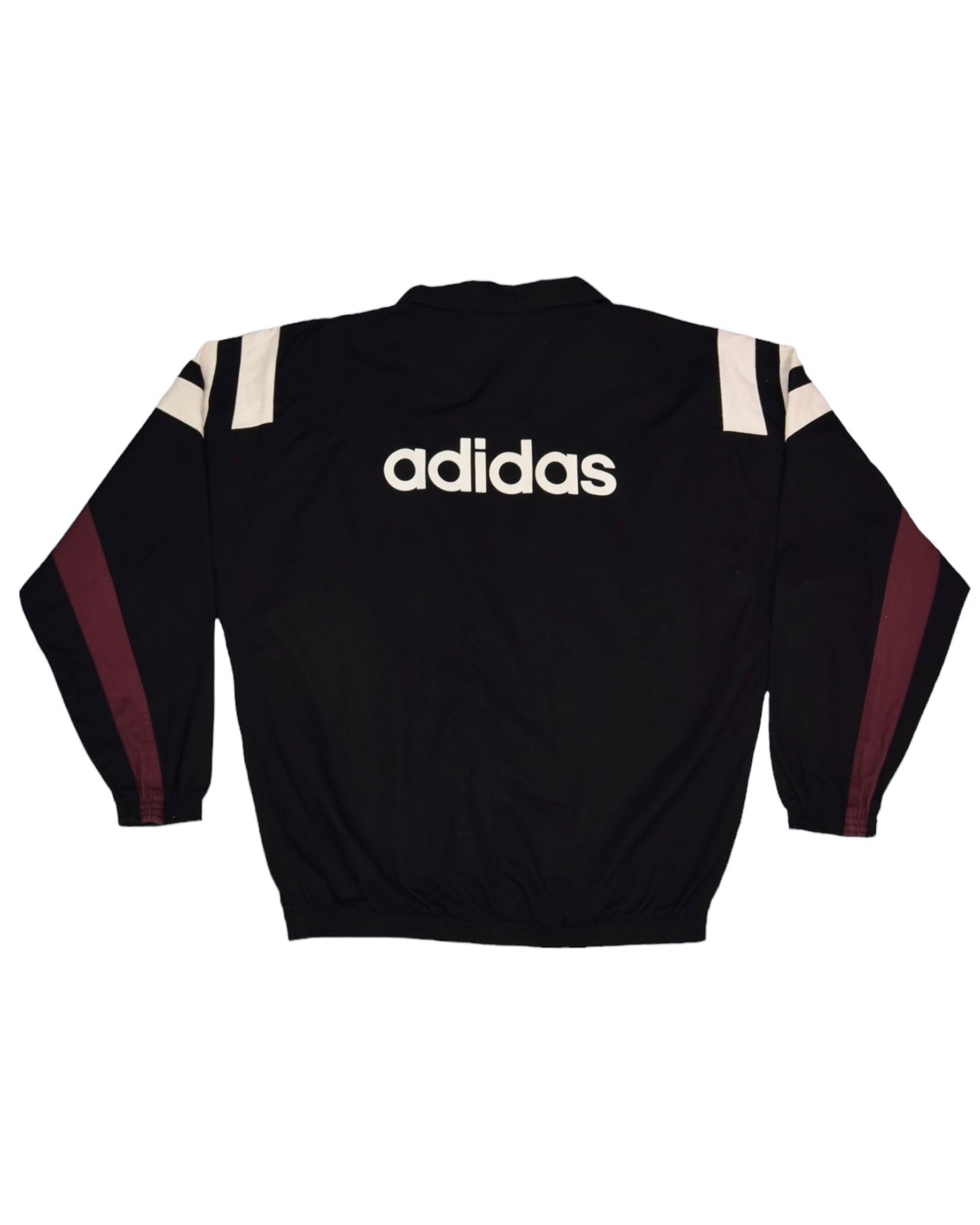 Vintage 1996 Adidas Drill Top / Sweatshirt Black White Burgundy Heavy Cotton Size L-XL