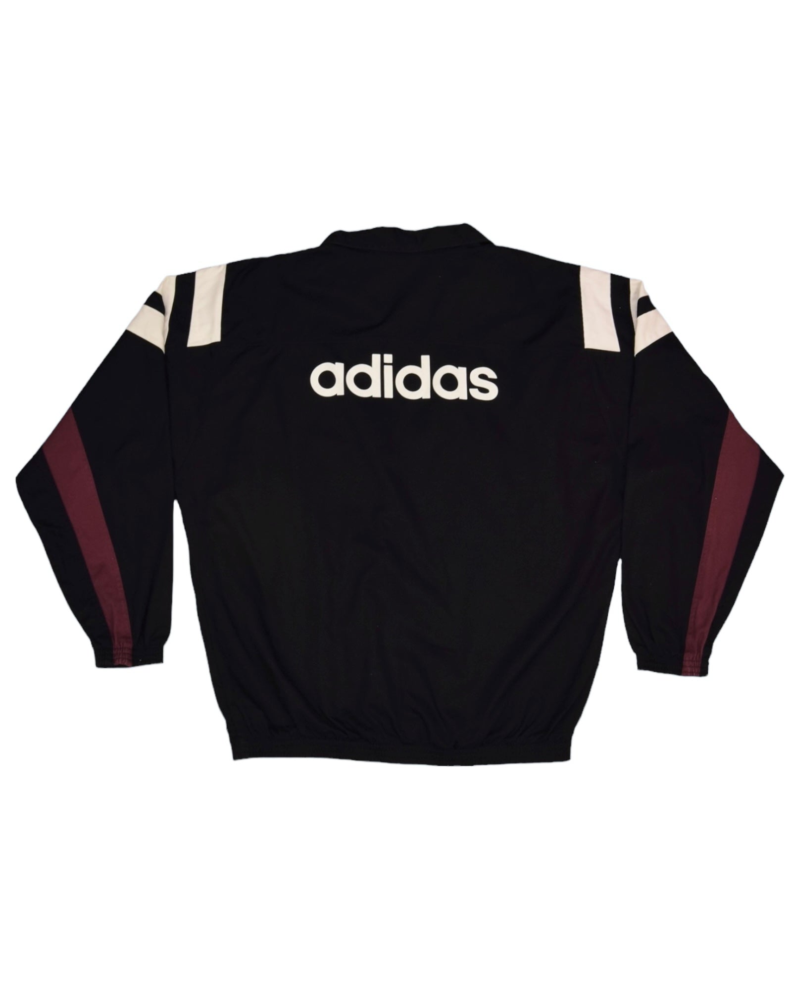 Vintage 1996 Adidas Drill Top / Sweatshirt Black White Burgundy Heavy Cotton Size L-XL