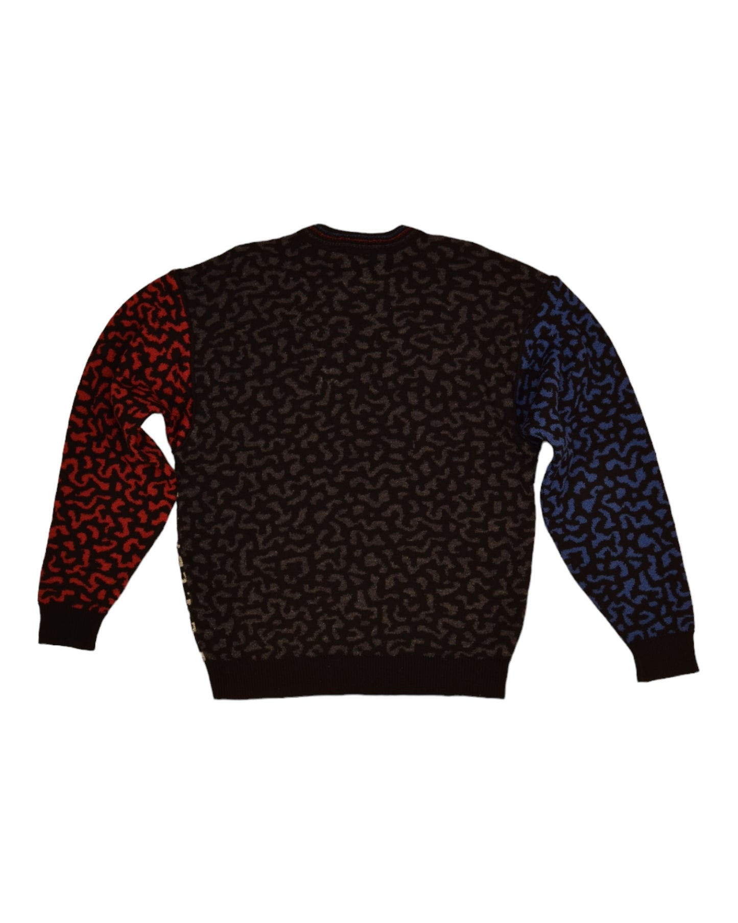 Vintage 90's Carlo Colucci Jumper Made in Germany Size M-L Abstract-Animal Pattern White Grey Red Blue