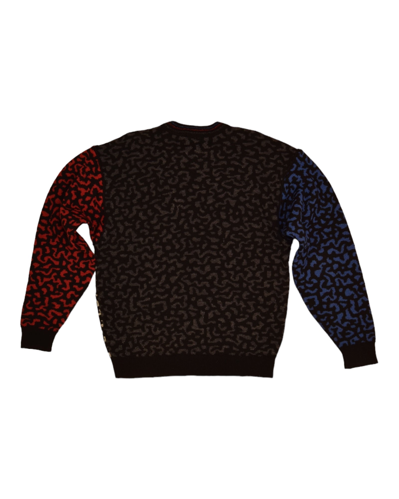 Vintage 90's Carlo Colucci Jumper Made in Germany Size M-L Abstract-Animal Pattern White Grey Red Blue