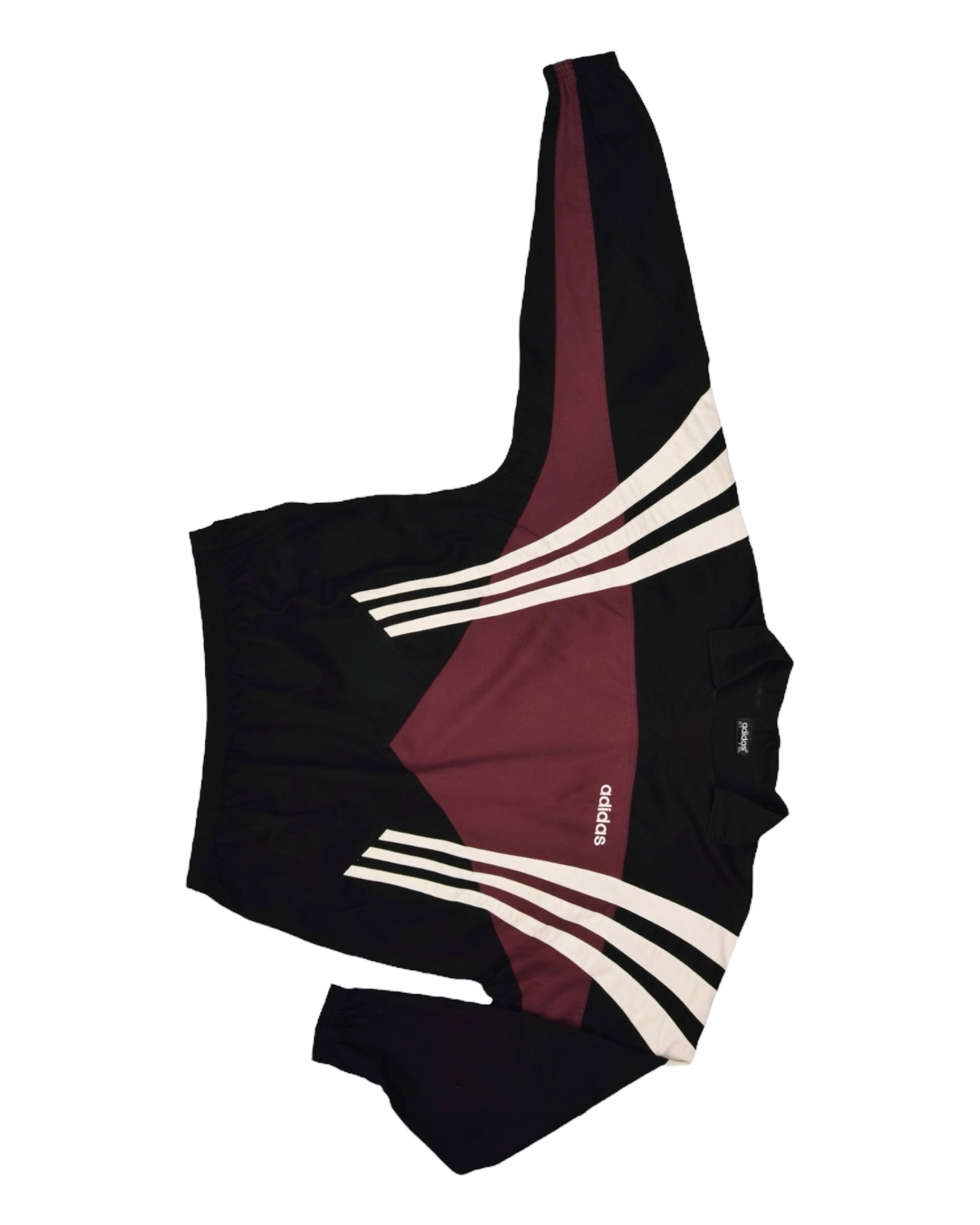 Vintage 1996 Adidas Drill Top / Sweatshirt Black White Burgundy Heavy Cotton Size L-XL