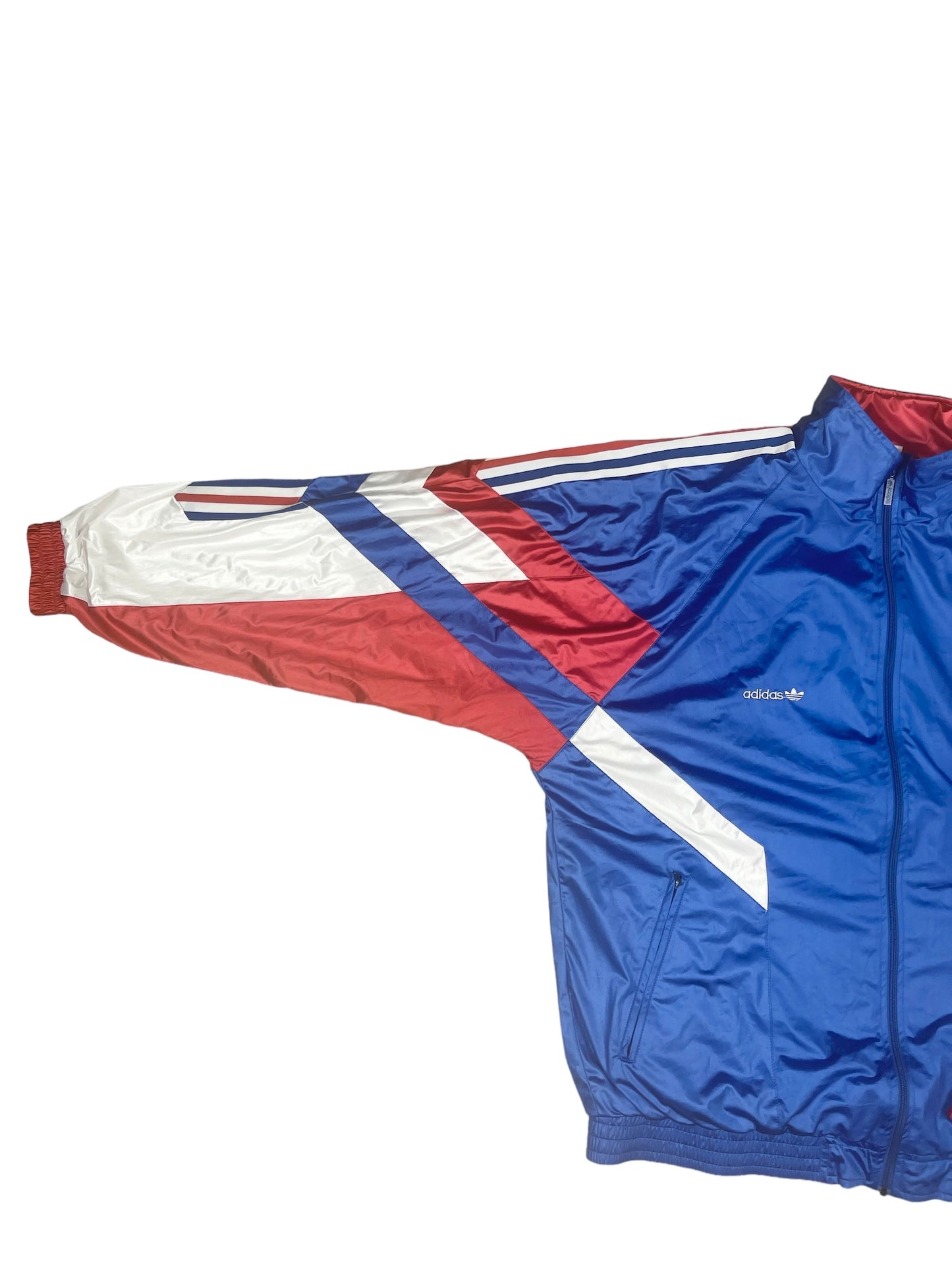 Vintage France Adidas Football Jacket Shell 1990 1991 - 1992 Made in Portugal Size L - XL Blue Red White