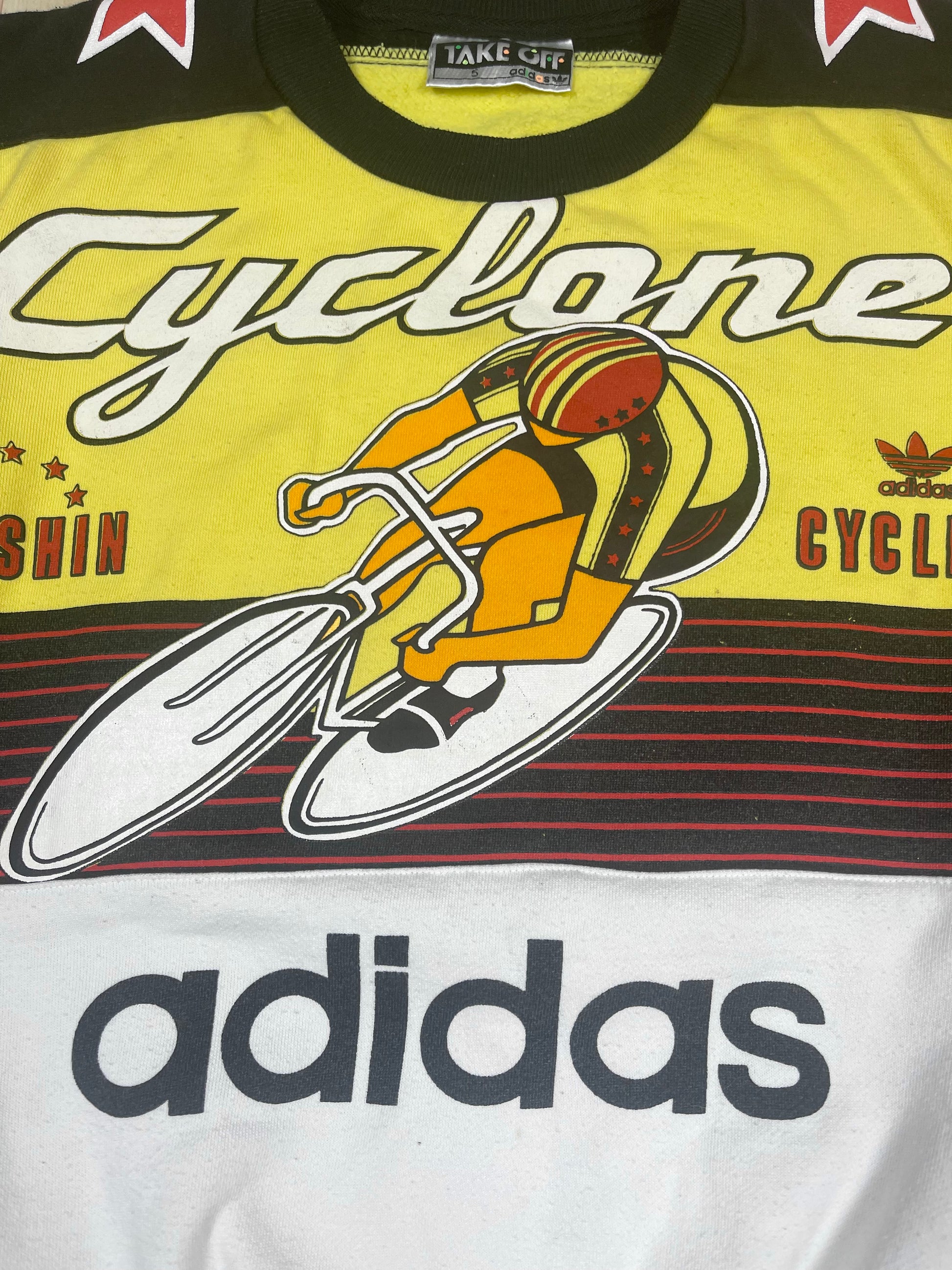 Rare Vintage 80's 90's Adidas Take Off Cyclone Flushin Cycling 948 USA Size S-M Black Yellow White