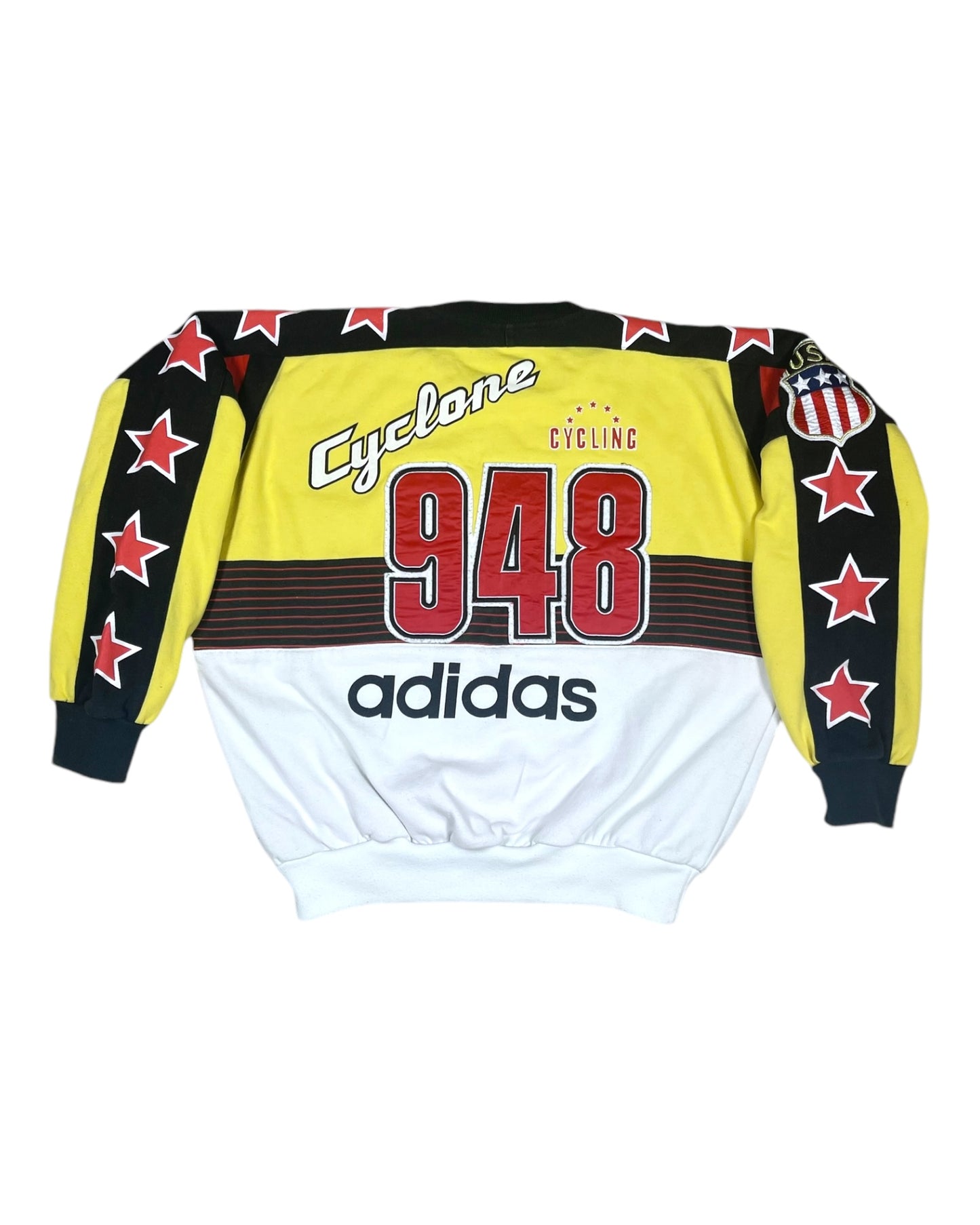 Rare Vintage 80's 90's Adidas Take Off Cyclone Flushin Cycling 948 USA Size S-M Black Yellow White Janet Jackson ASAP Rocky Old School