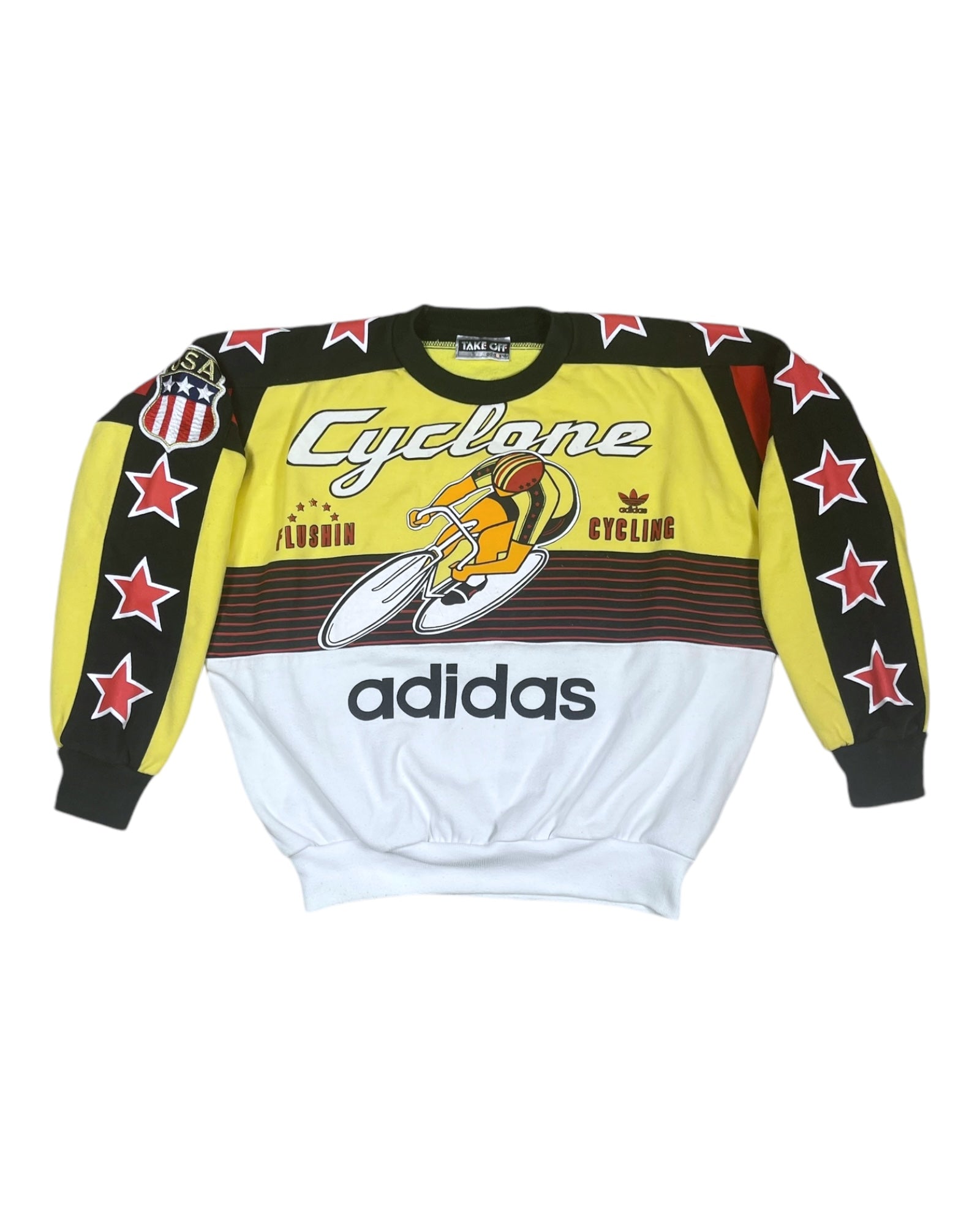 Rare Vintage 80's 90's Adidas Take Off Cyclone Flushin Cycling 948 USA Size S-M Black Yellow White ASAP Rocky Janet Jackson