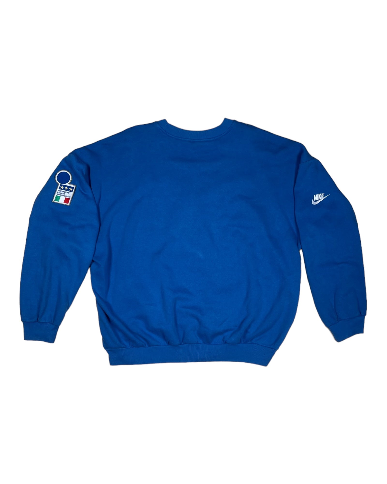 Rare Vintage 90's Italy Italia Nike Premier 1996 1997 1998 Sweatshirt Crew Neck Embroidered Size XL Blue Federazione Italiana Giuoco Calcio