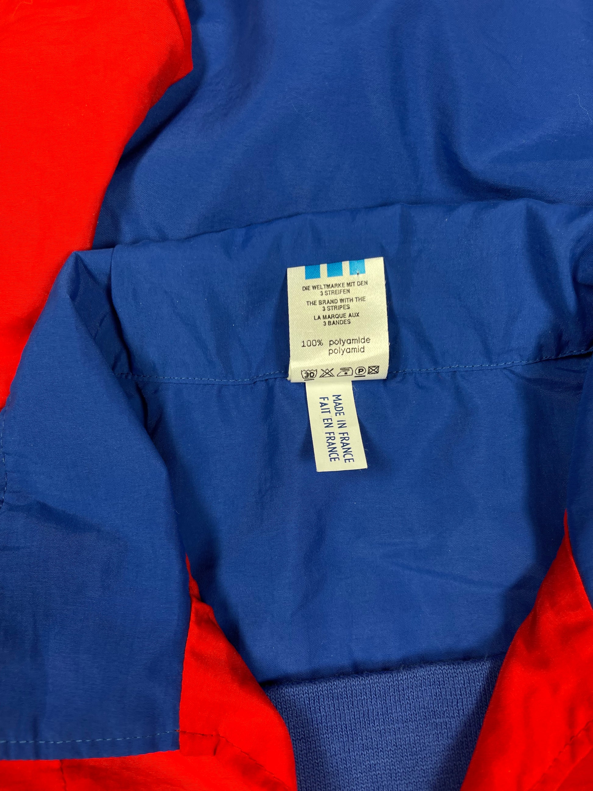 Rare Vintage Bayern Munchen 1993 - 1995 Thin Drill Top Windbreaker Sweatshirt Red Blue White Made in France Polyamide