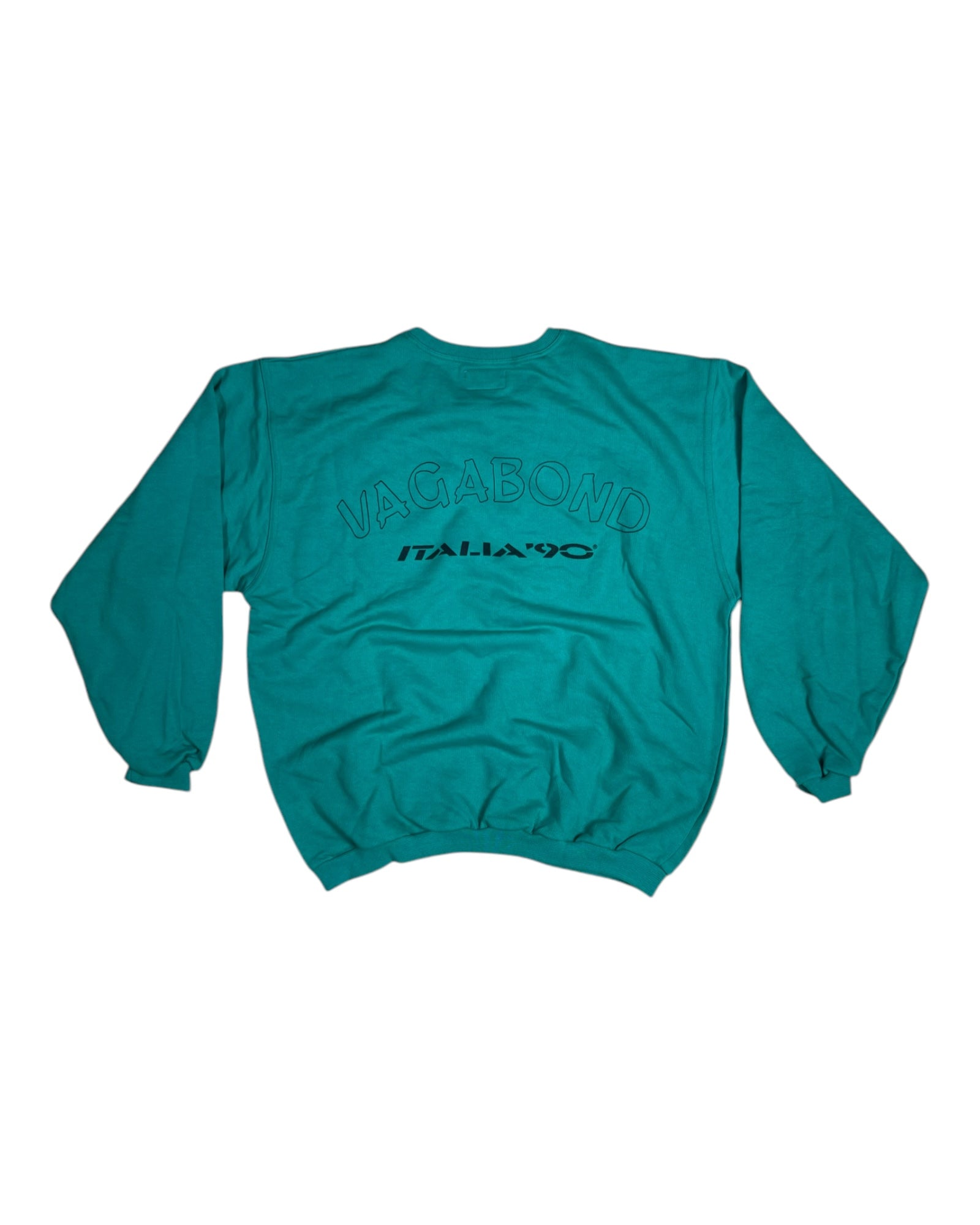Sweatshirt Crew Neck Vintage Italia 90 Coppa Del Mondo World Cup 1990 Vagabond Made in Italy Green Size S-M