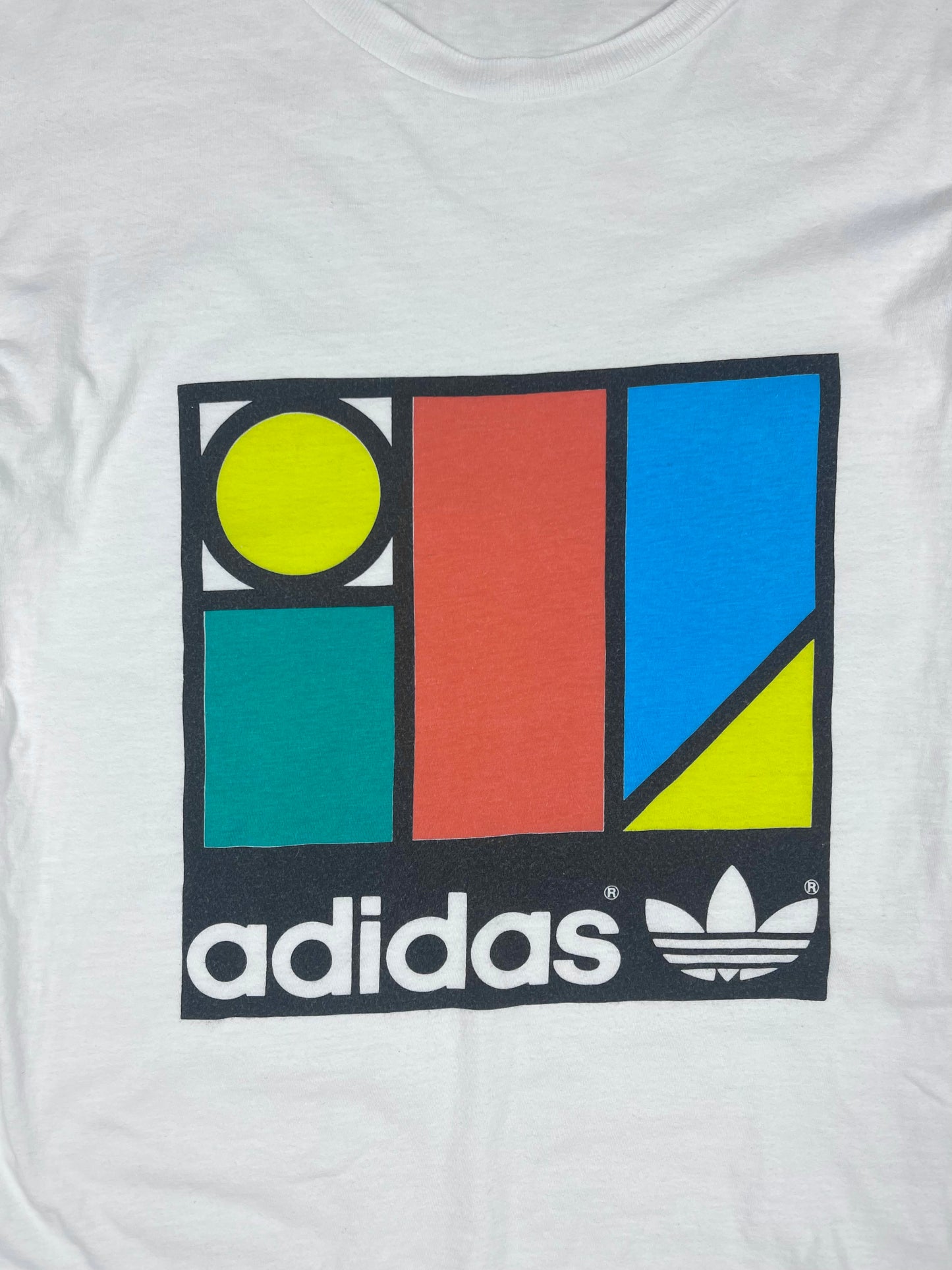 Vintage 80's Adidas Ivan Lendl Tennis T-Shirt White Memphis Design Style Made in France Size S - M