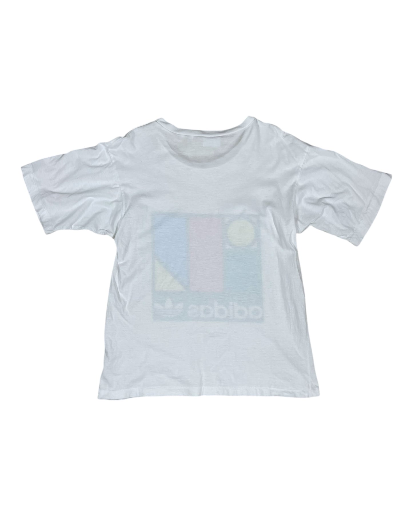 Vintage 80's Adidas Ivan Lendl Tennis T-Shirt White Memphis Design Style Made in France Size S - M