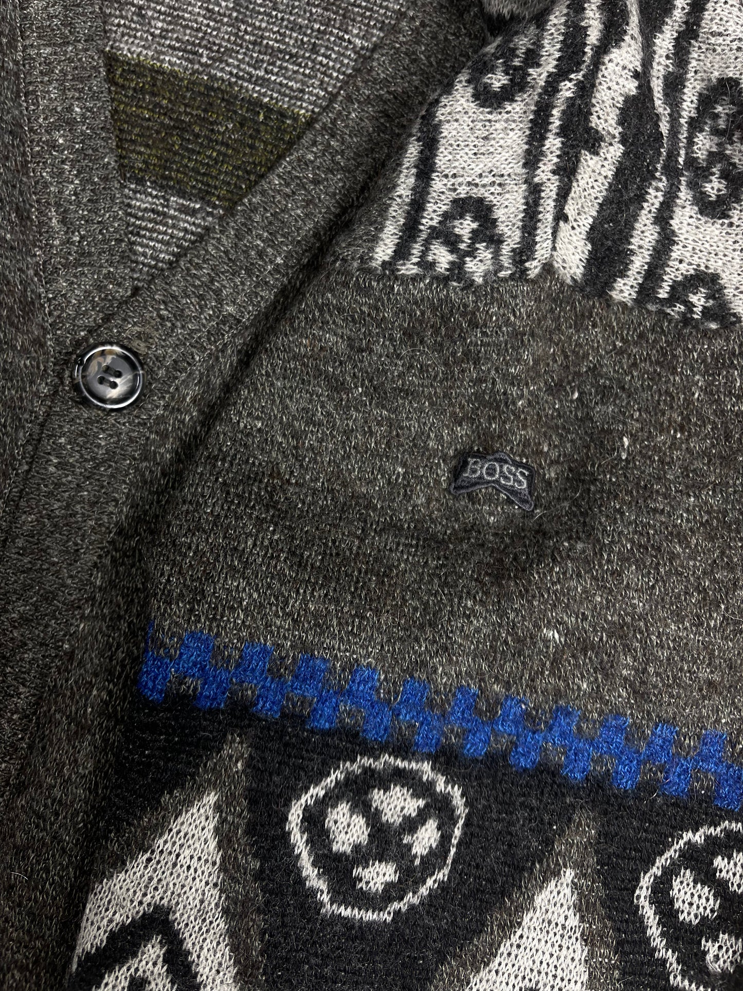 Vintage 80's Hugo Boss Ski Cardigan Made in West Germany Size M Virgin Wool