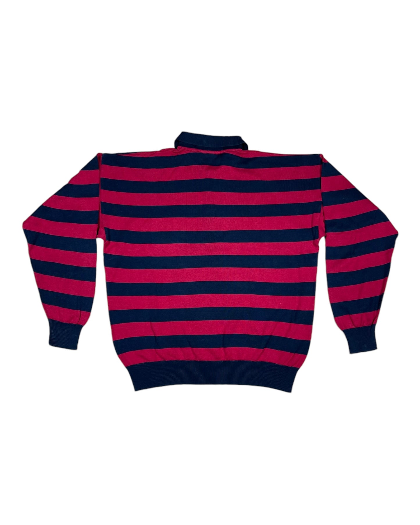 Vintage 80's Lacoste Chemise Jumper - Polo Size M 100 % Cotton Blue Red Stripes