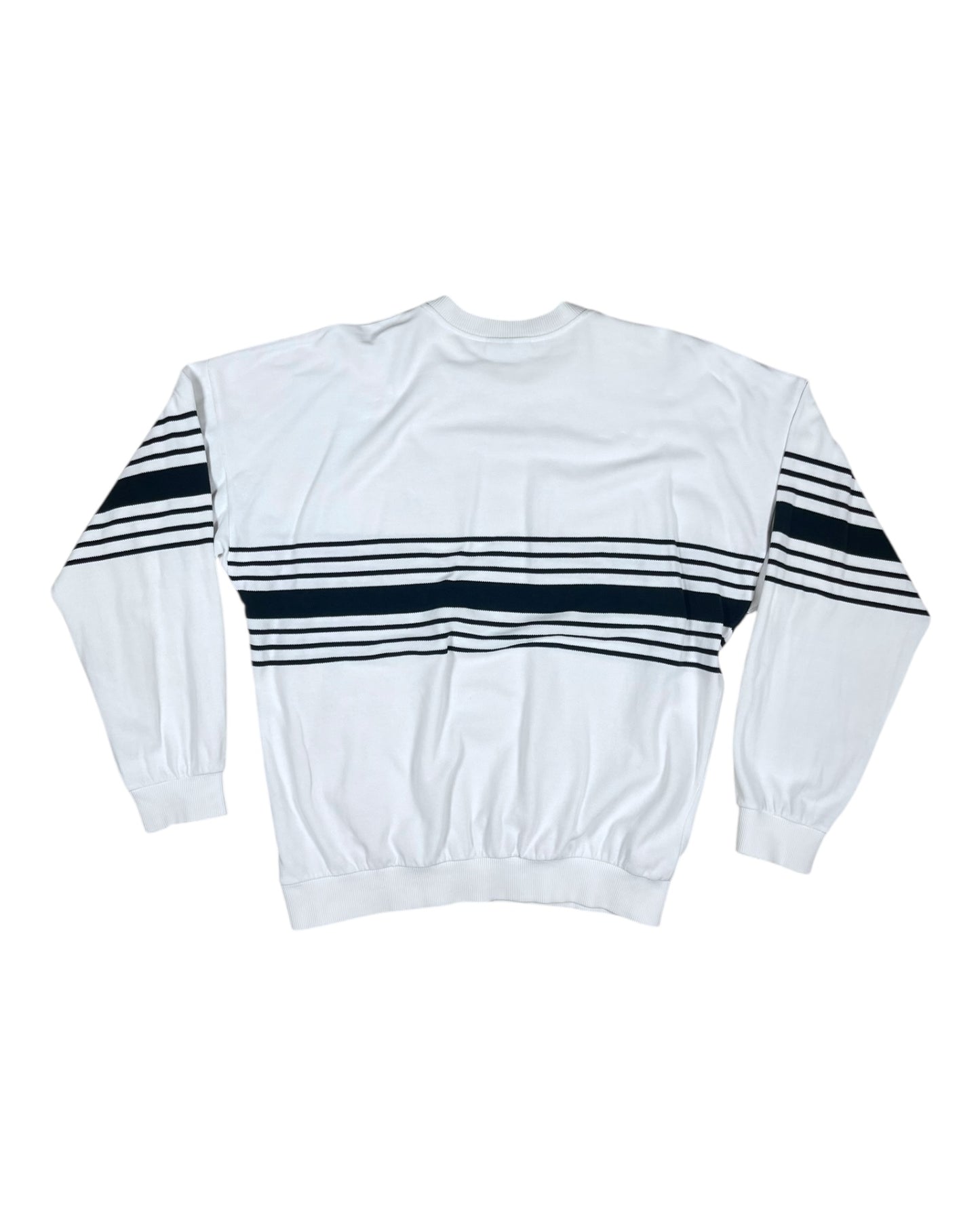 Vintage 80's Lacoste Chemise Pique Tennis Sweatshirt Crew Neck Made in France Size L - XL White