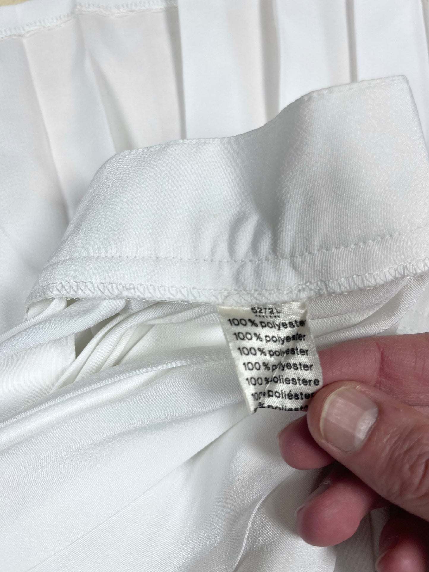 Vintage 80's Lacoste Chemise Pleated Tennis Skirt Made in France White Polyester Size 46