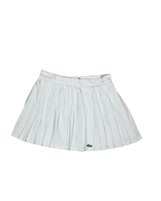 Vintage 80's Lacoste Chemise Pleated Tennis Skirt Made in France White Polyester Size 46