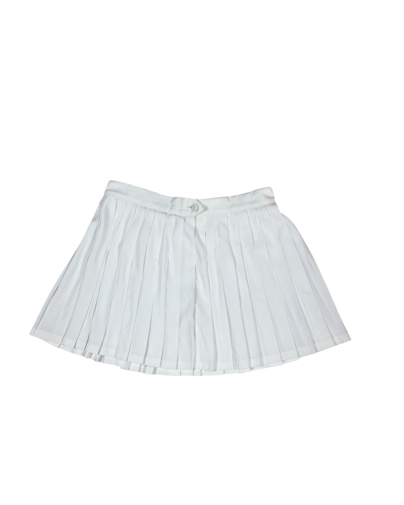 Vintage 80's Lacoste Chemise Pleated Tennis Skirt Made in France White Polyester Size 46