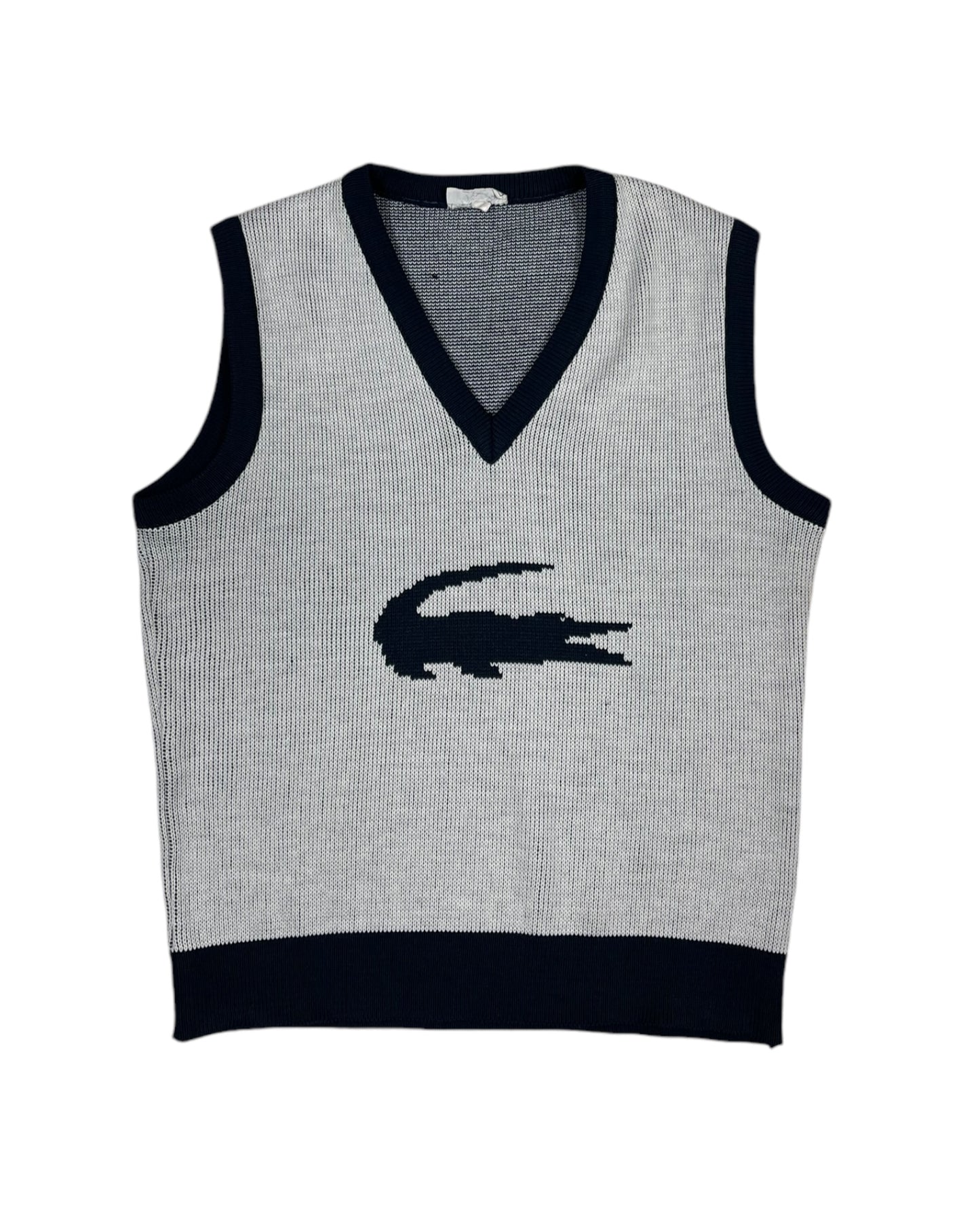 Vintage 80's Lacoste Chemise Vest Made in France Acrylique Size S-M Big Logo