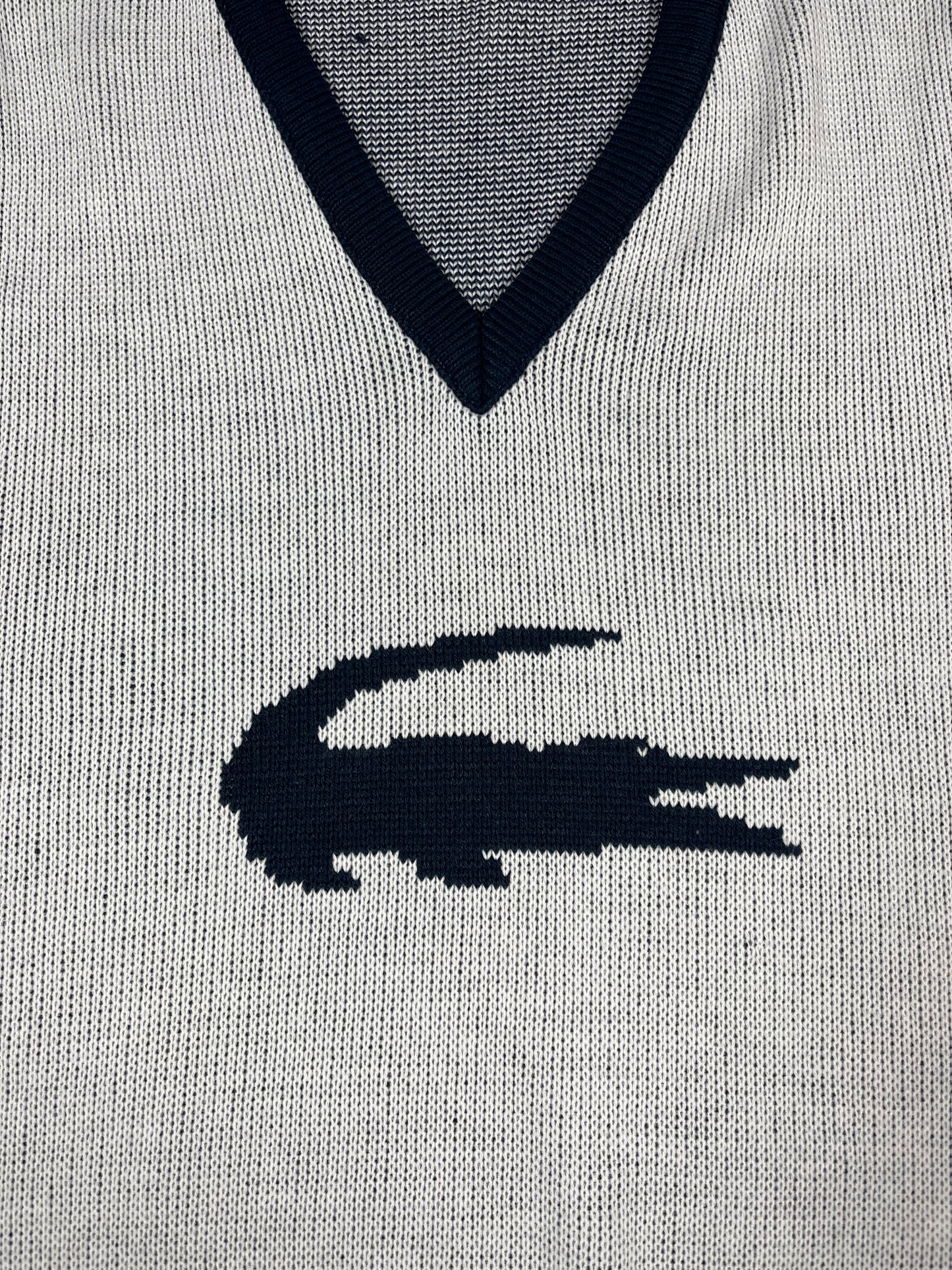 Vintage 80's Lacoste Chemise Vest Made in France Acrylique Size S-M Big Logo