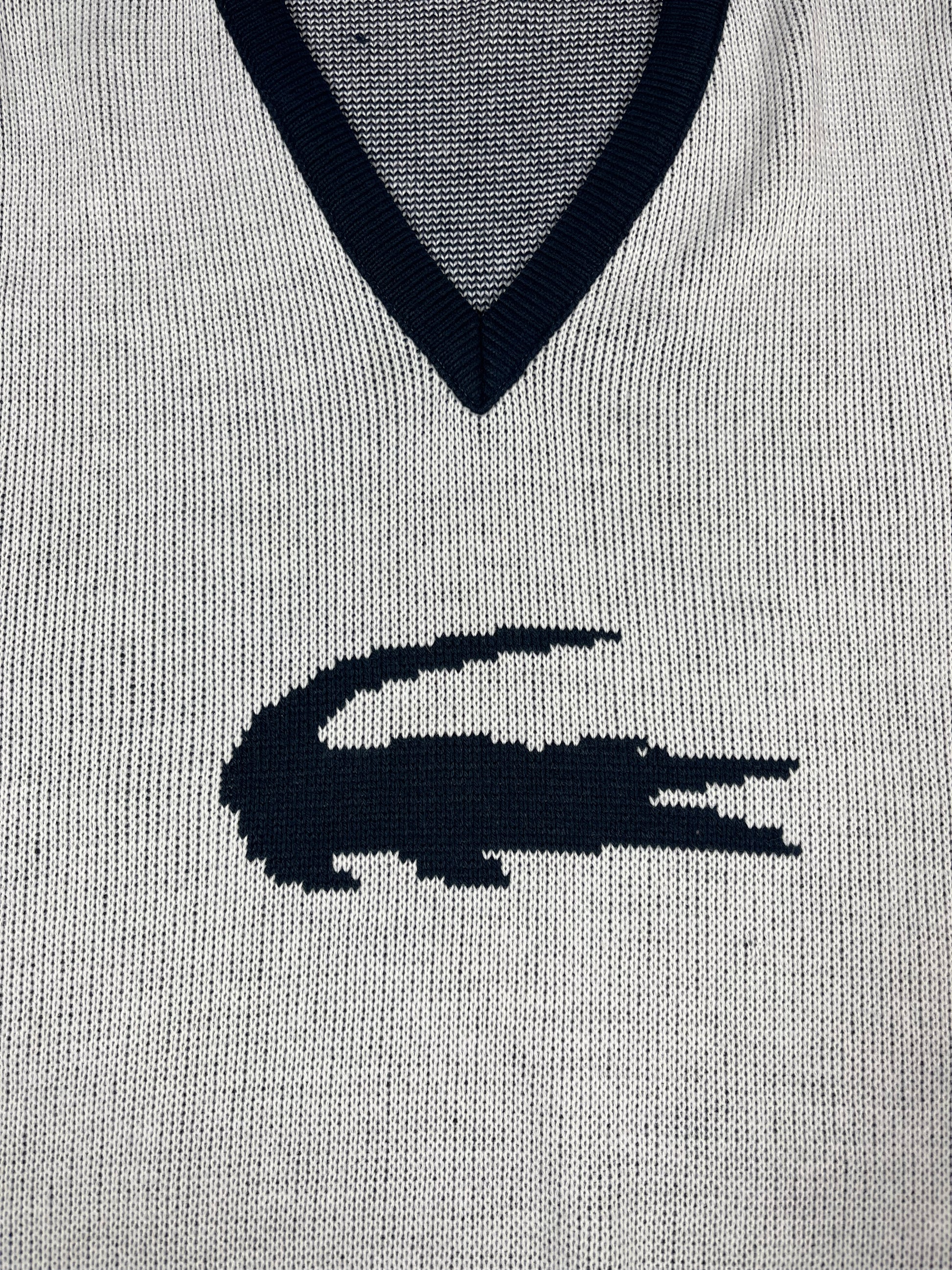 Vintage 80's Lacoste Chemise Vest Made in France Acrylique Size S-M Big Logo