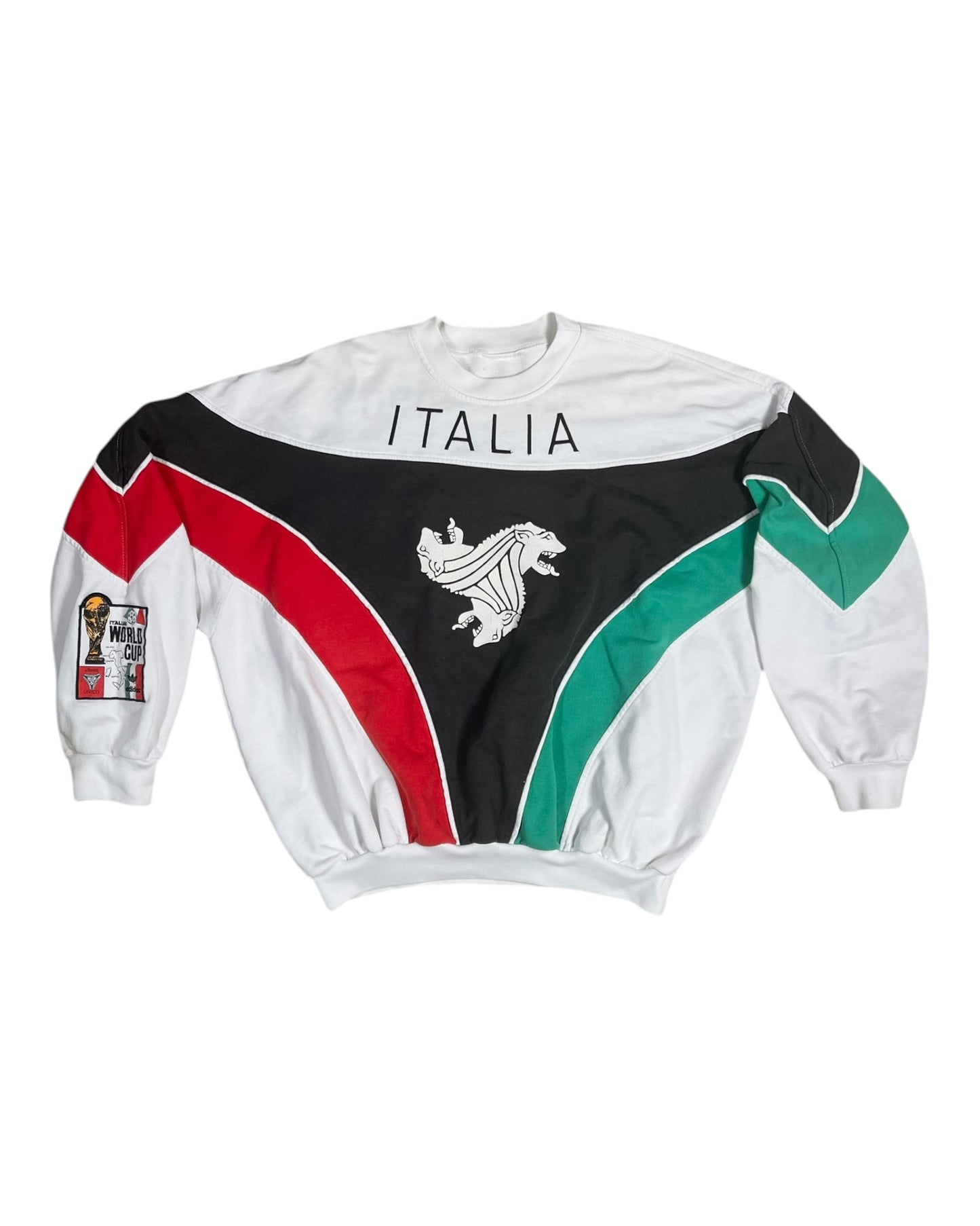 Rare Vintage 90's Adidas Coppa Del Mondo Italia 90 World Cup 1990 Sweatshirt Crewneck White Green Red Black