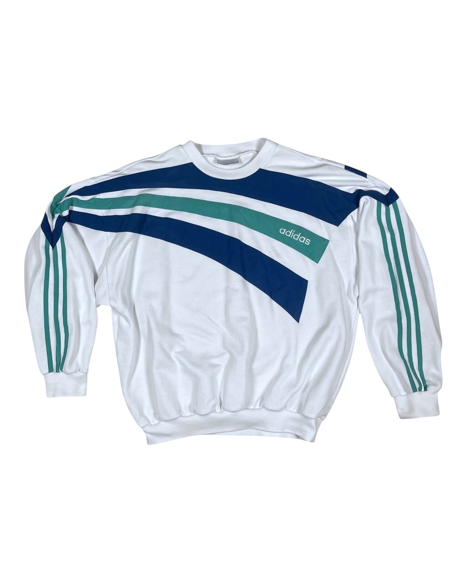 Vintage 90's Adidas Sweatshirt Crew Neck White Size M - L