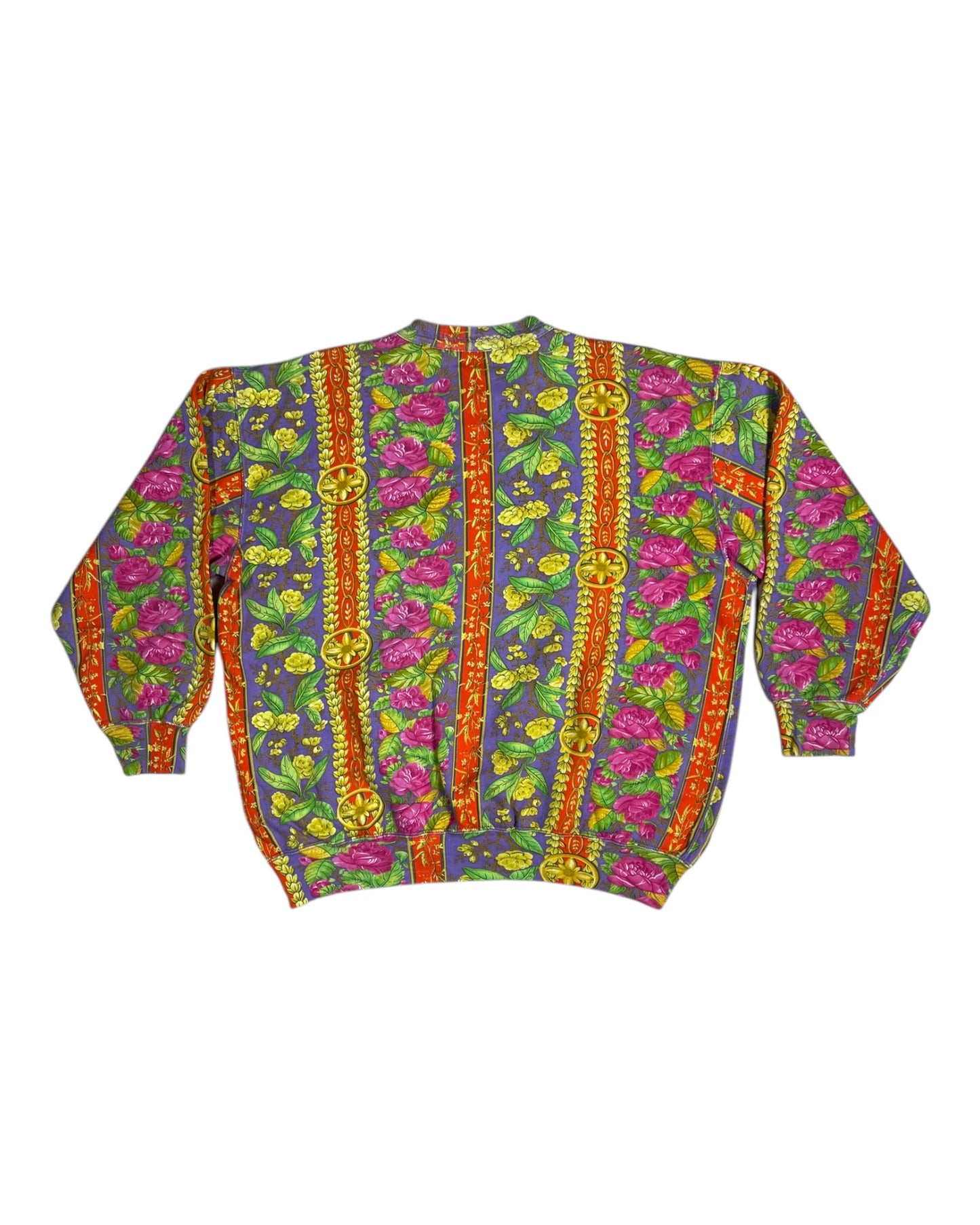 Vintage 90's Best Company Floral Botanical Colourful Amalfi Pattern Vibe Sweatshirt Crew Neck Made in Italy Size M-L