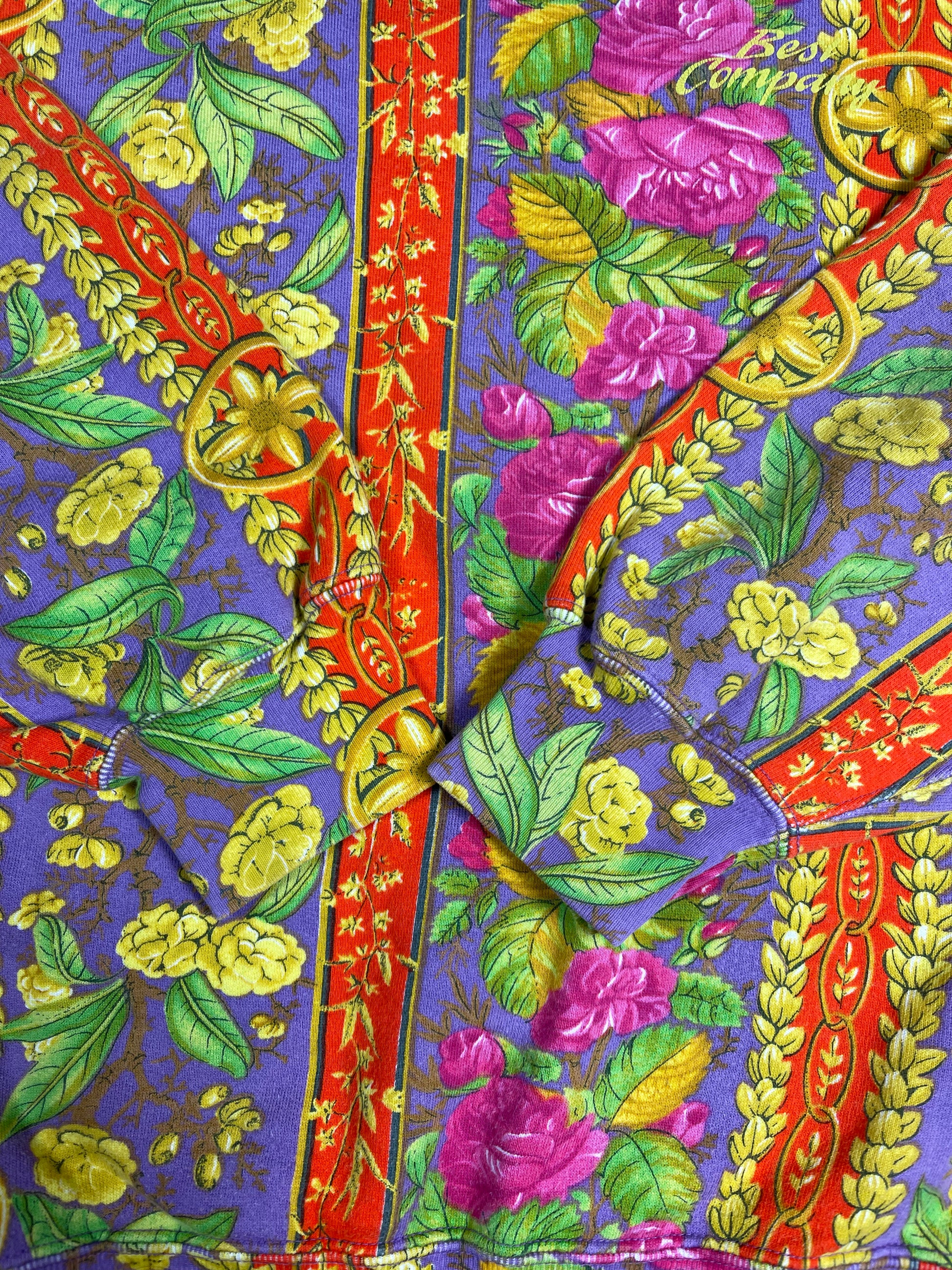Vintage 90's Best Company Floral Botanical Colourful Amalfi Pattern Vibe Sweatshirt Crew Neck Made in Italy Size M-L