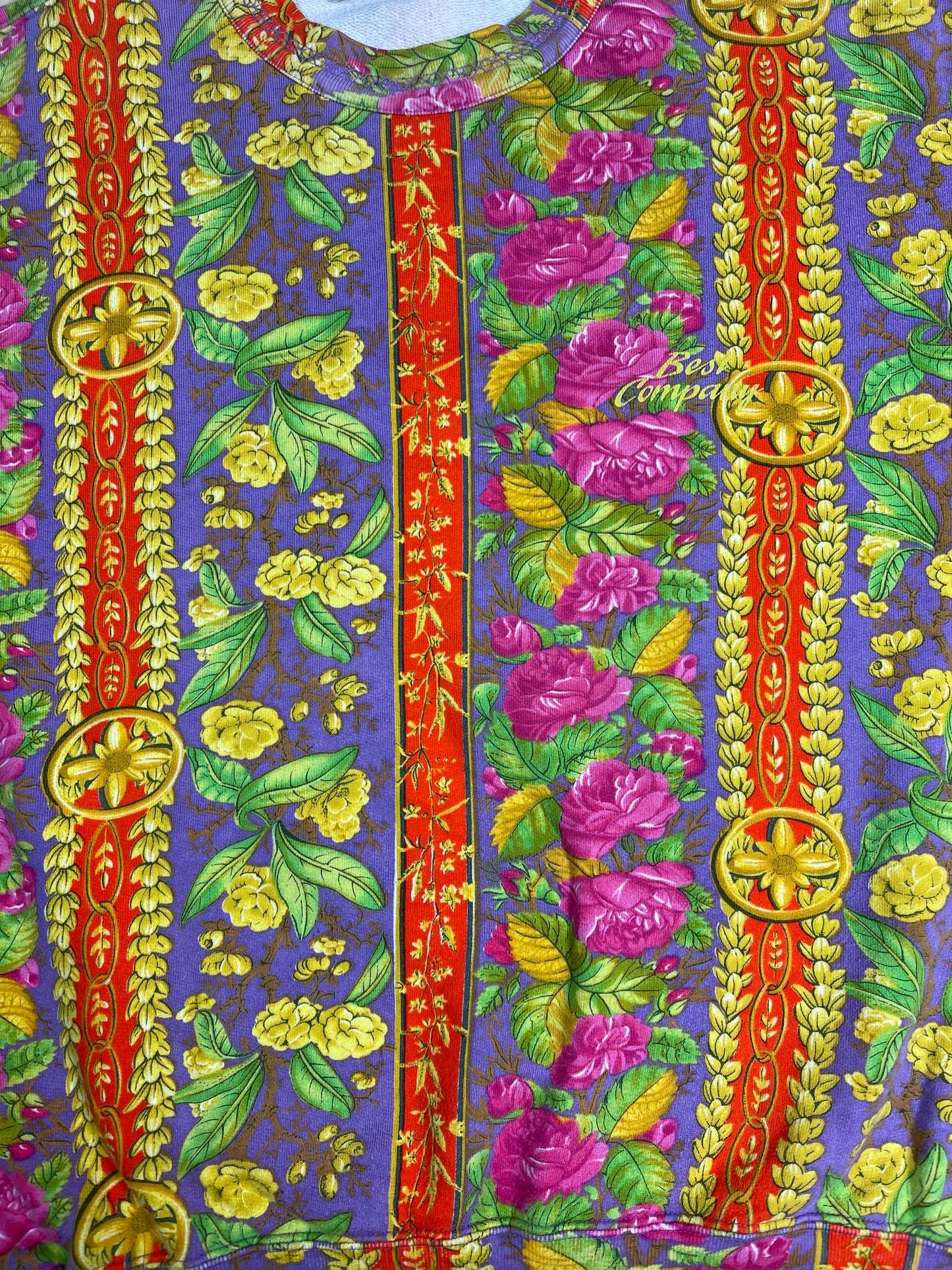 Vintage 90's Best Company Floral Botanical Colourful Amalfi Pattern Vibe Sweatshirt Crew Neck Made in Italy Size M-L