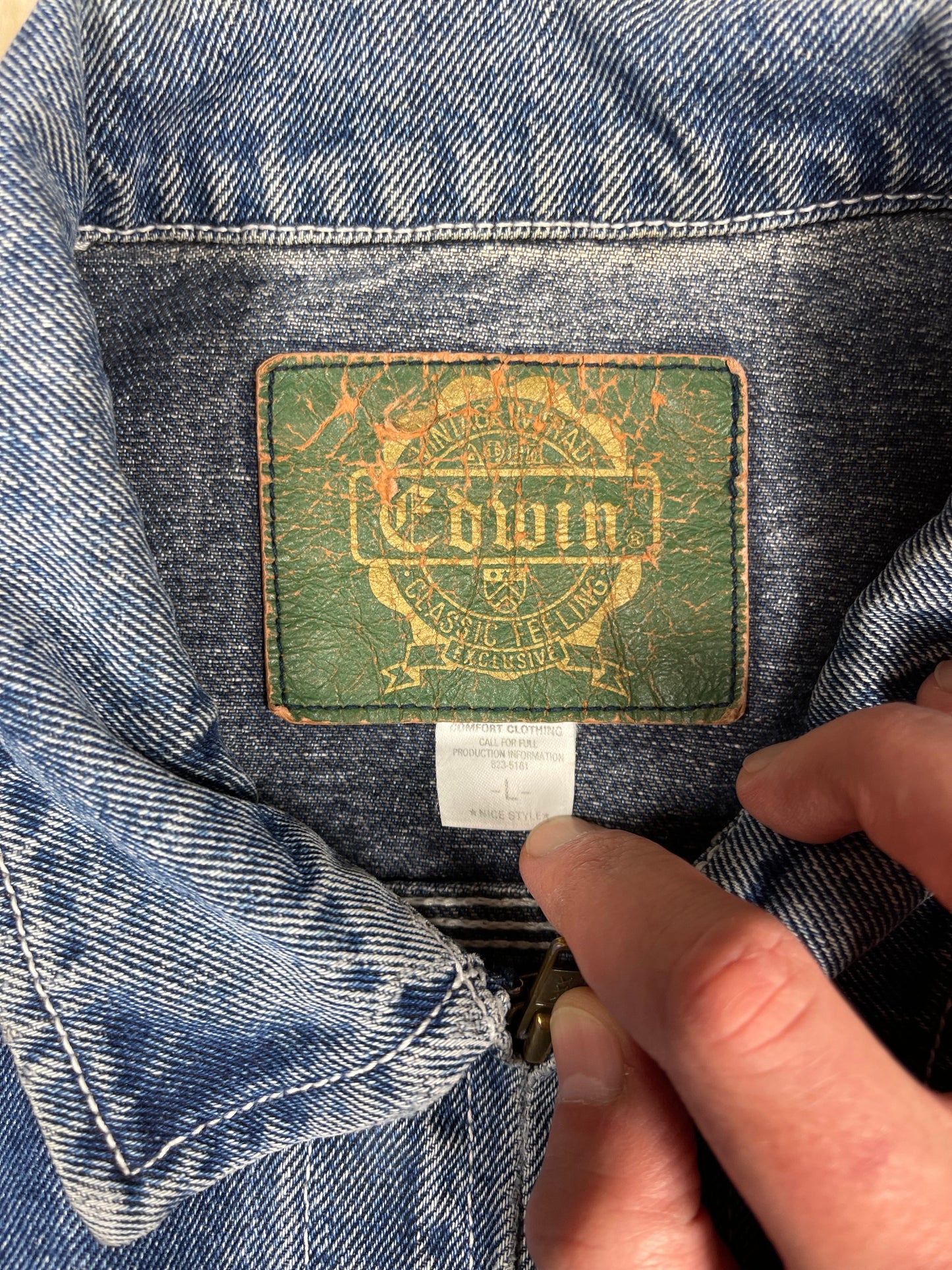 Vintage 90's Edwin ClubMan Work Denim Jacket Made in Japan Size L Blue
