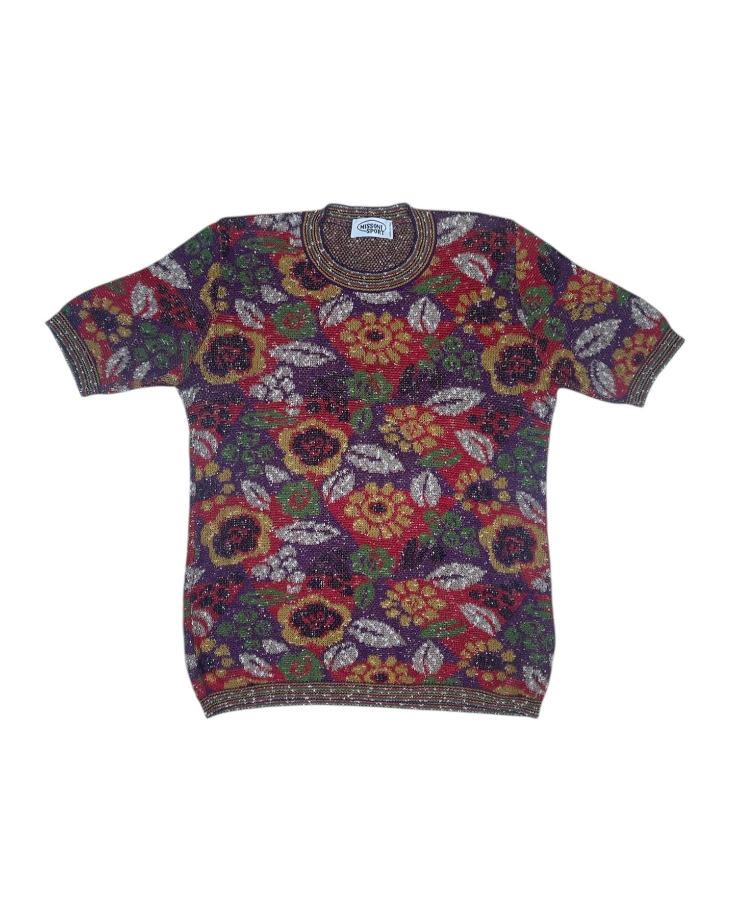 Vintage 90's Missoni Made in Italy T-Shirt Flowers Floral Size M