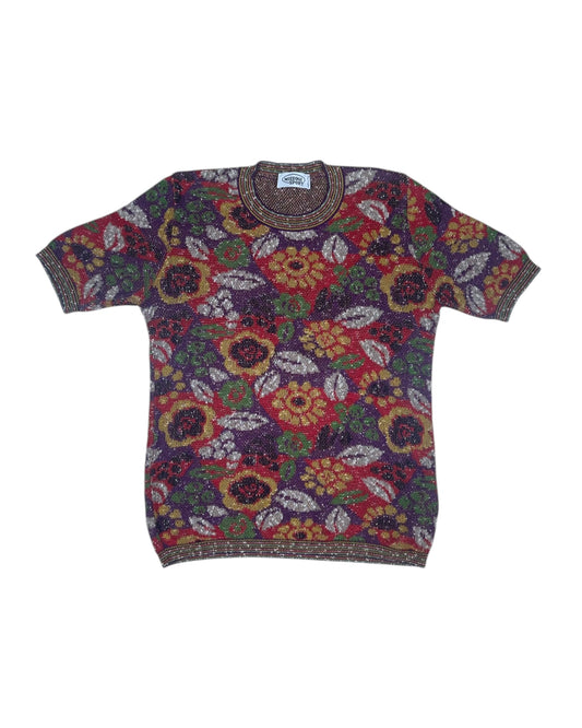 Vintage 90's Missoni Made in Italy T-Shirt Flowers Floral Size M