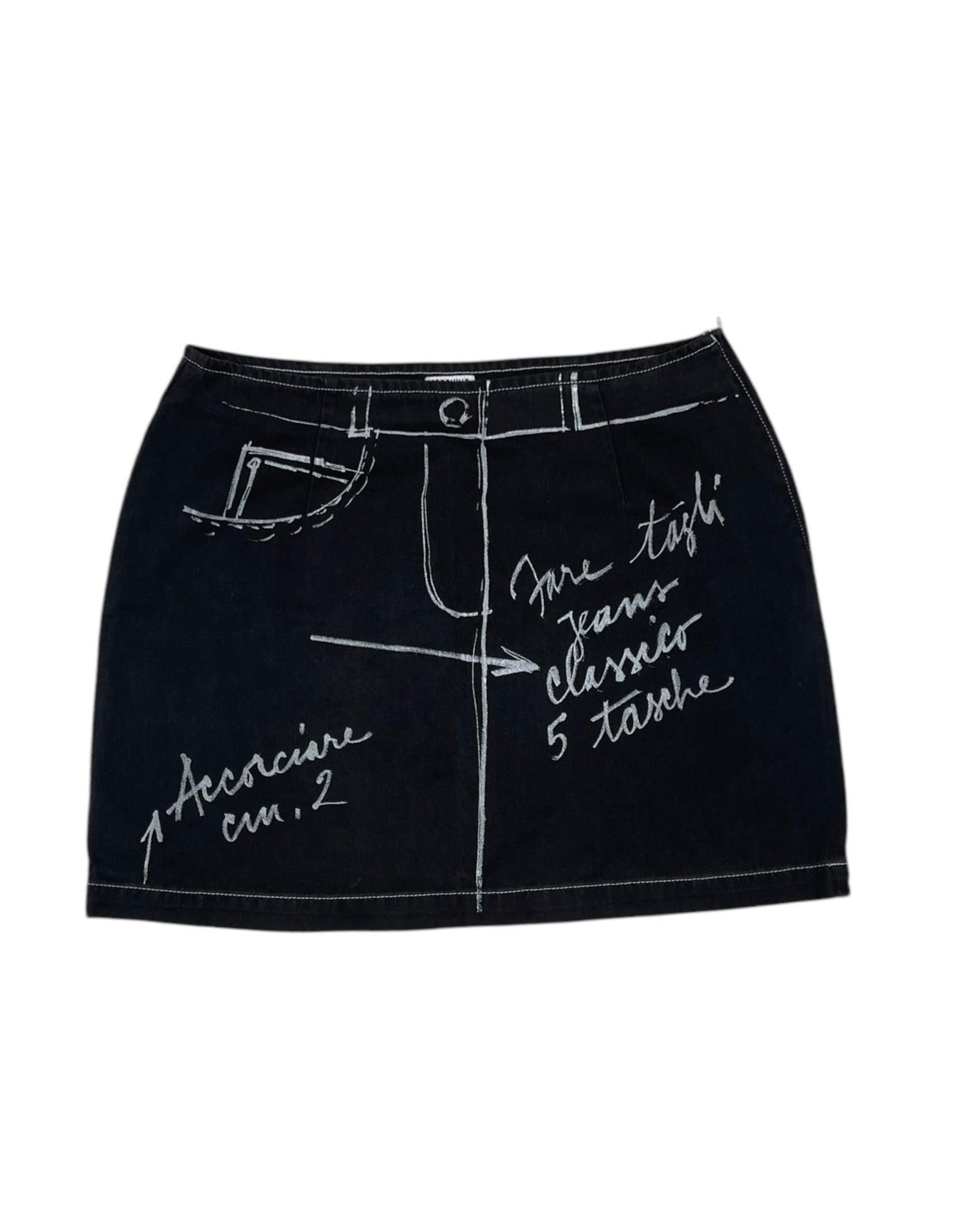Vintage 90's Moschino Jeans Skirt Black Made in Italy Size M