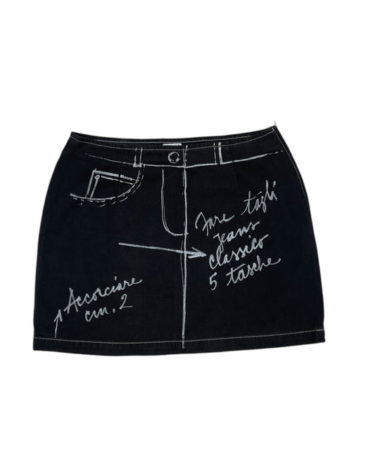 Vintage 90's Moschino Jeans Skirt Black Made in Italy Size M