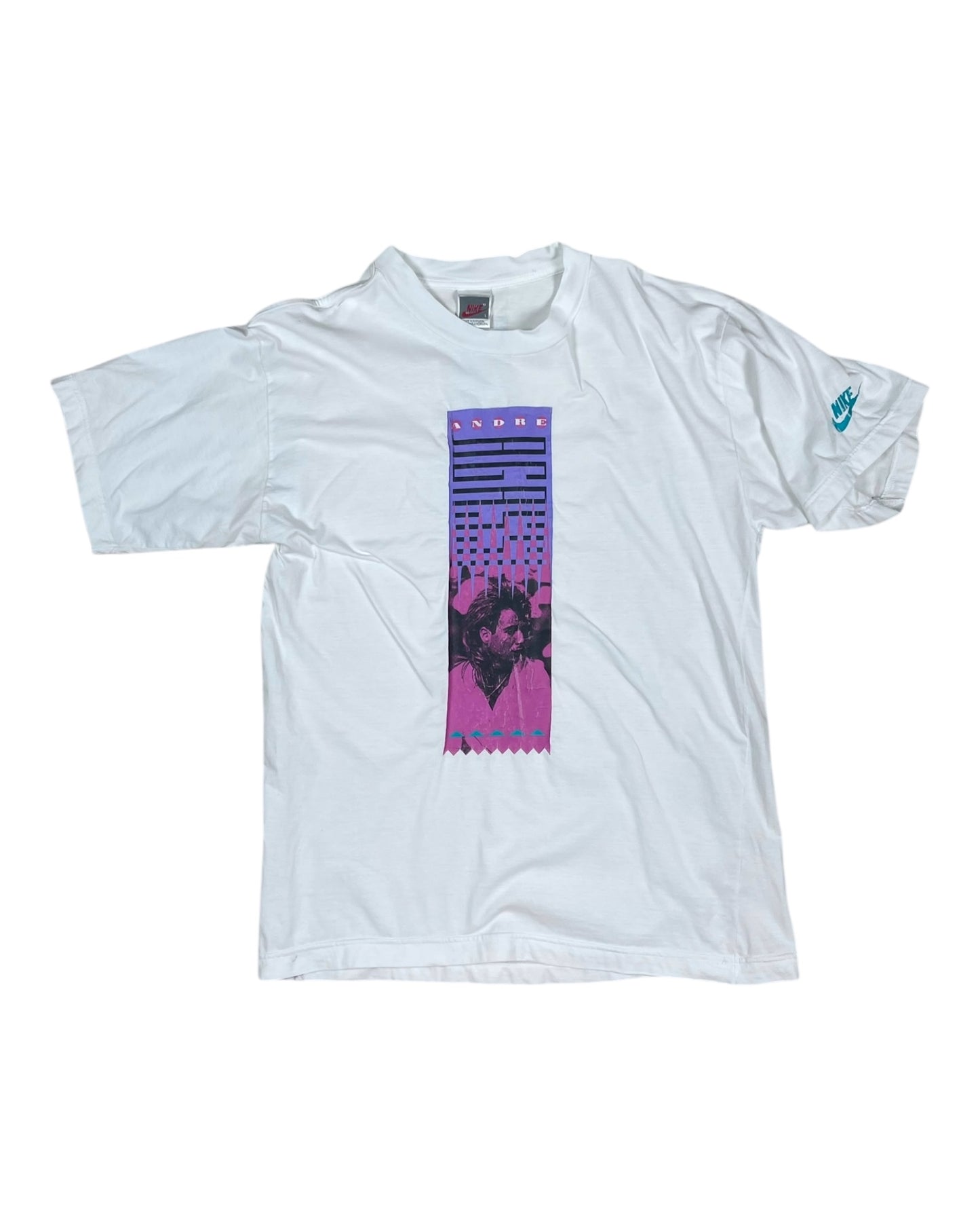 Vintage 90's Nike Andre Agassi T-Shirt White Size M-L Tennis