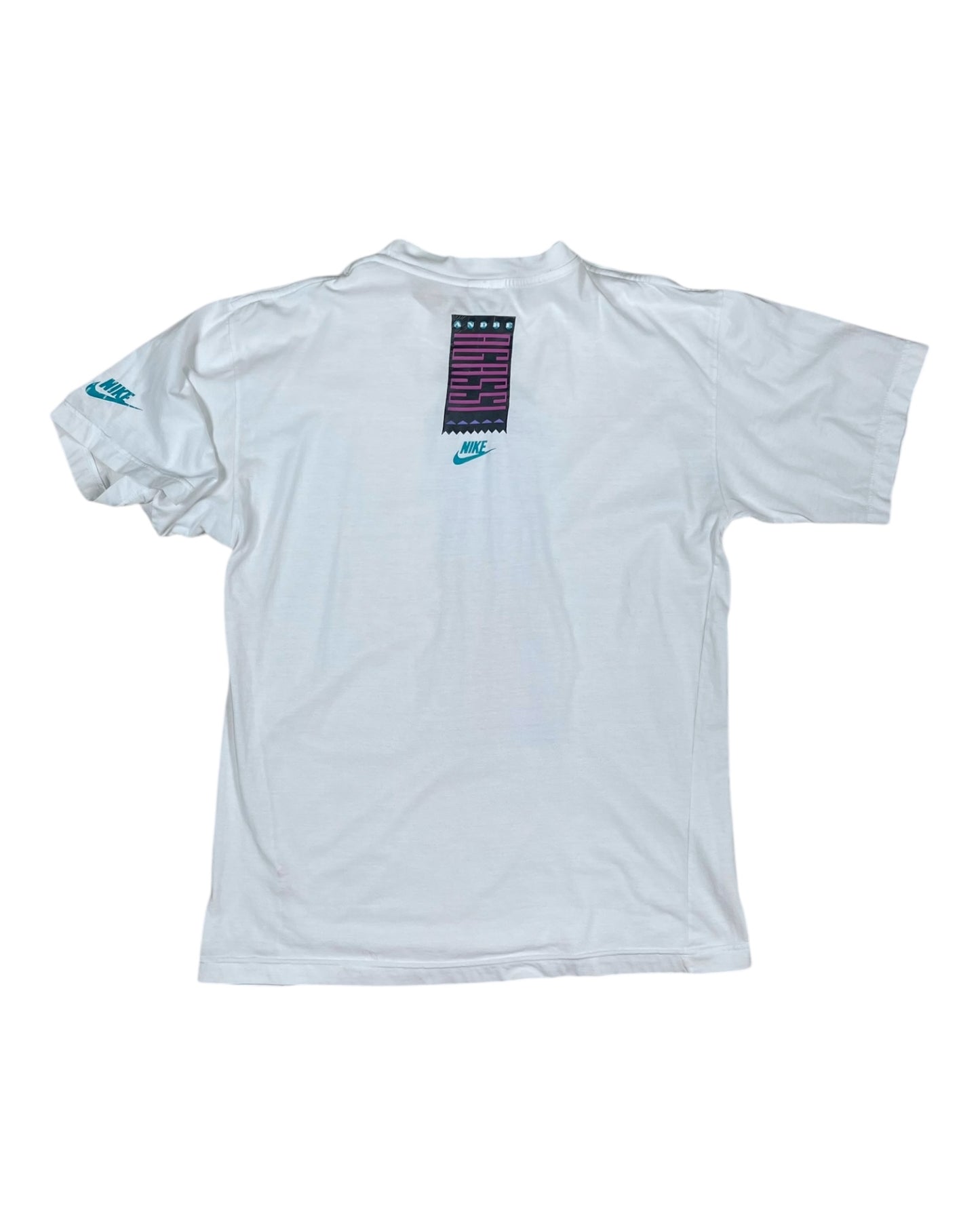 Vintage 90's Nike Andre Agassi T-Shirt White Size M-L Tennis