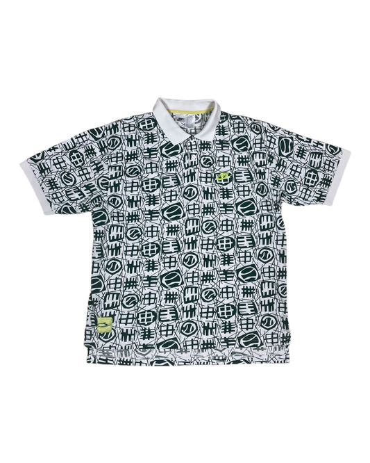 Vintage 90's Nike Challenge Court Polo Shirt Abstract Pattern Size XL Black White Andre Agassi