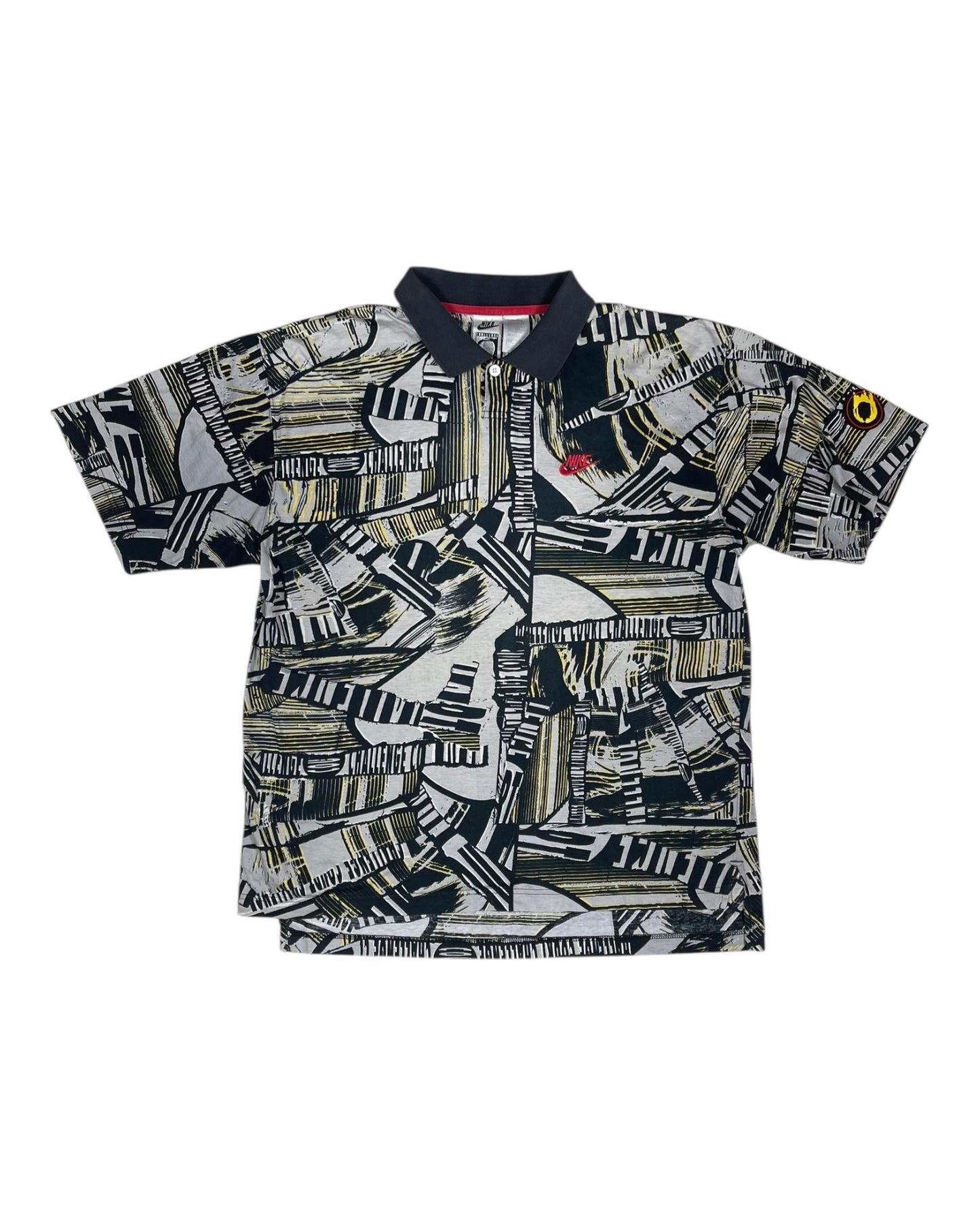 Vintage 90's Nike Challenge Court Polo Tennis Shirt Andre Agassi Size L Abstract Pattern