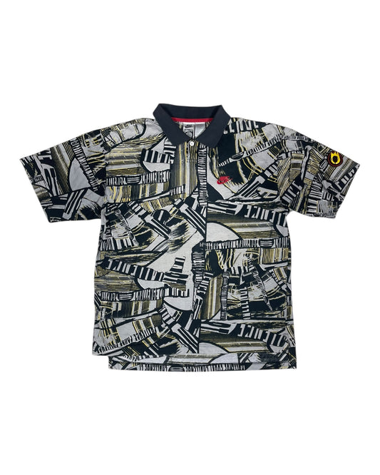 Vintage 90's Nike Challenge Court Polo Tennis Shirt Andre Agassi Size L Abstract Pattern