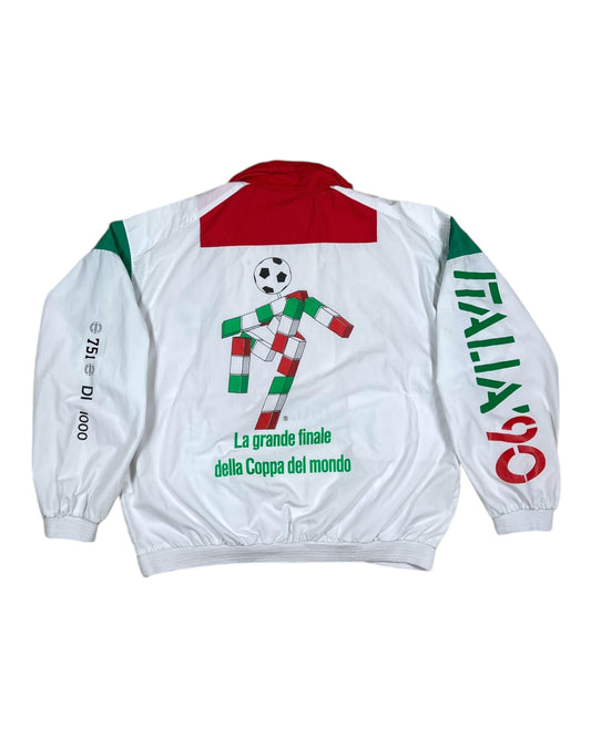 Vintage Authentic World Cup Italia 90 La Grande Finale Della Coppa Del Mondo Numero Di Esemplari Esclusivo 751 Di 1000 Limited Edition Size M Made in Korea Boxy 1/4 Double Zip Sweatshirt Jacket White Green Red