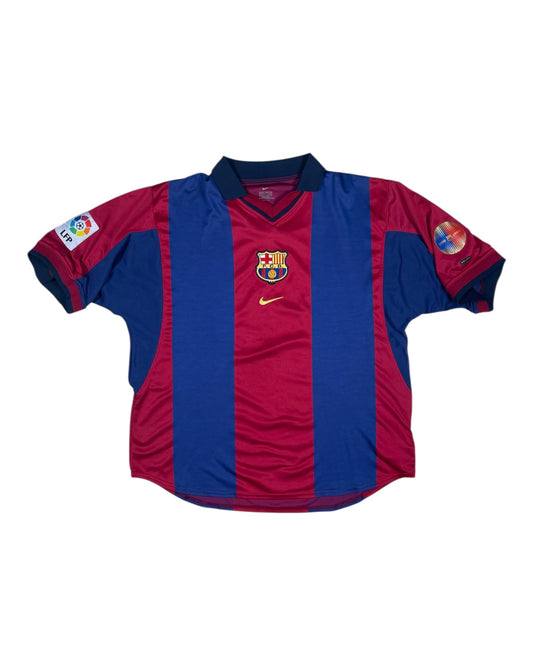 Vintage Barcelona Nike 1999 - 2001 Home Football Shirt Cactus Jack Travis Scott Skeletal Graphic  DRI FIT 1899 Centenary Red Blue Made in UK Size XL