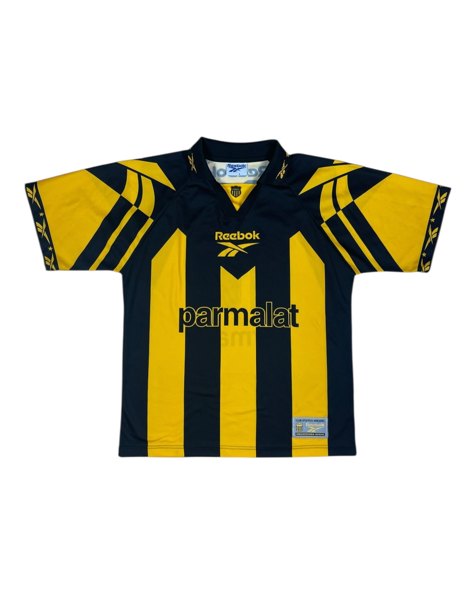 Vintage Club Atletico Peñarol Indumentaria Oficial Reebok 1998 - 1999 Home Football Soccer Shirt Black Yellow Size L # 10 Size L Parmalat