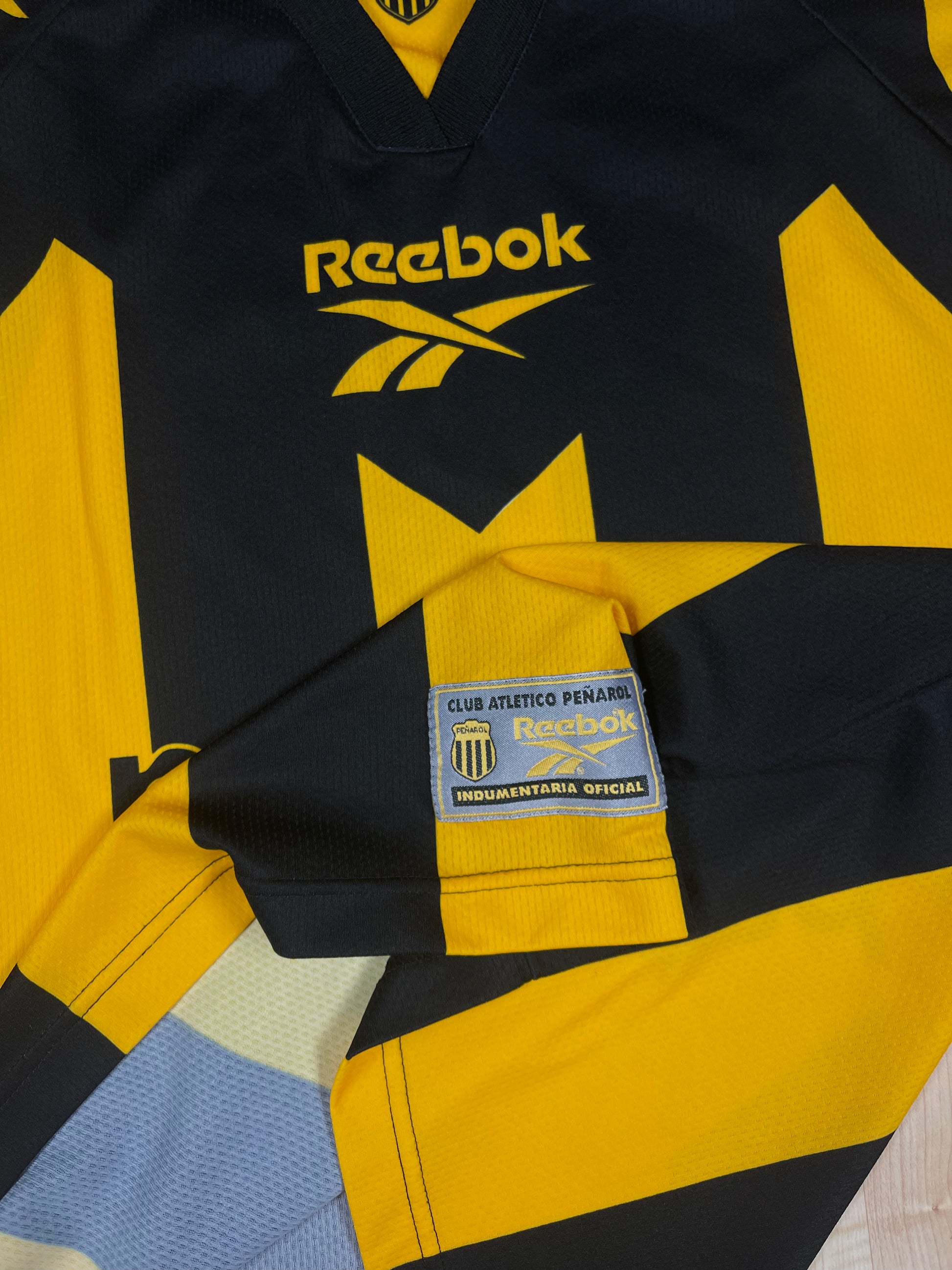 Vintage Club Atletico Peñarol Indumentaria Oficial Reebok 1998 - 1999 Home Football Soccer Shirt Black Yellow Size L # 10 Size L Parmalat