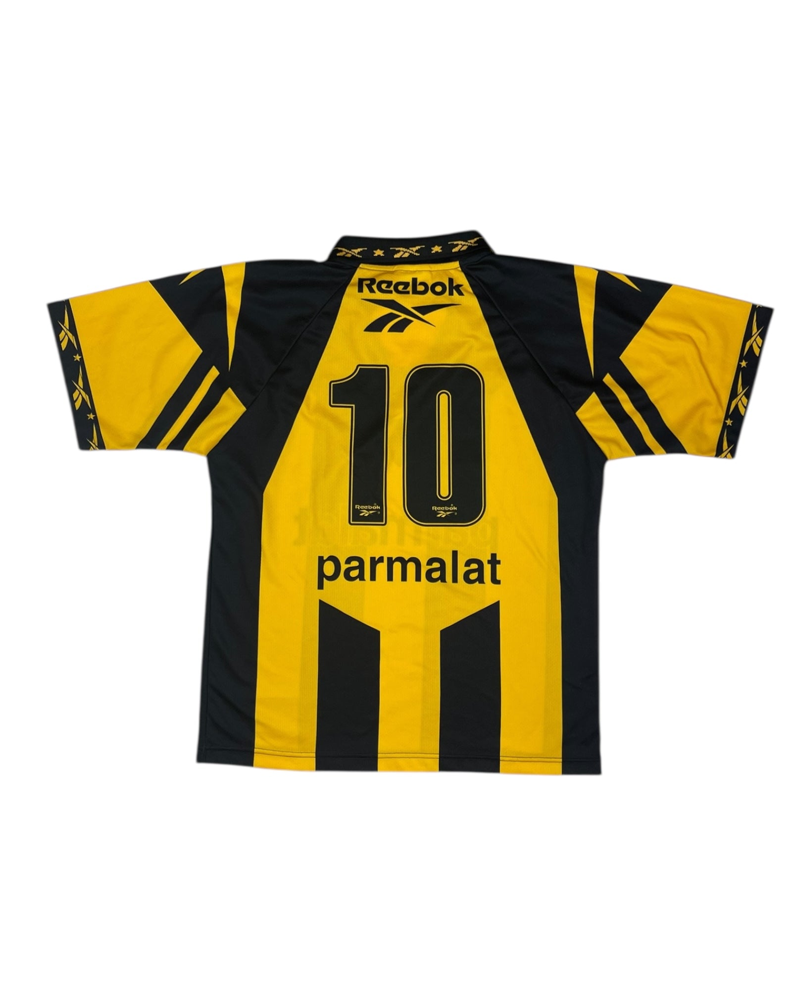 Vintage Club Atletico Peñarol Indumentaria Oficial Reebok 1998 - 1999 Home Football Soccer Shirt Black Yellow Size L # 10 Size L Parmalat