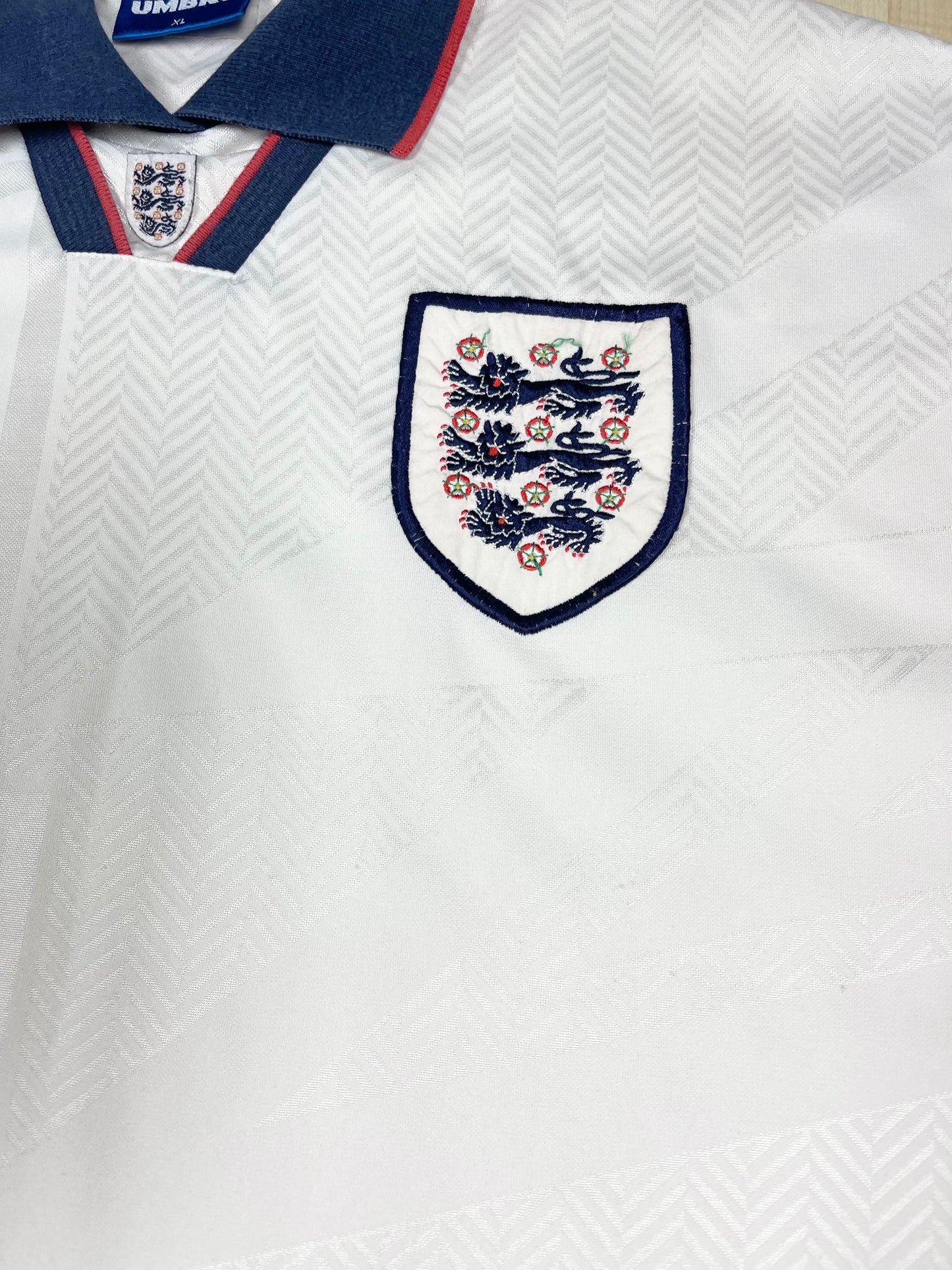 Vintage England Umbro 1993 - 1995 Home Football Shirt Size XL White