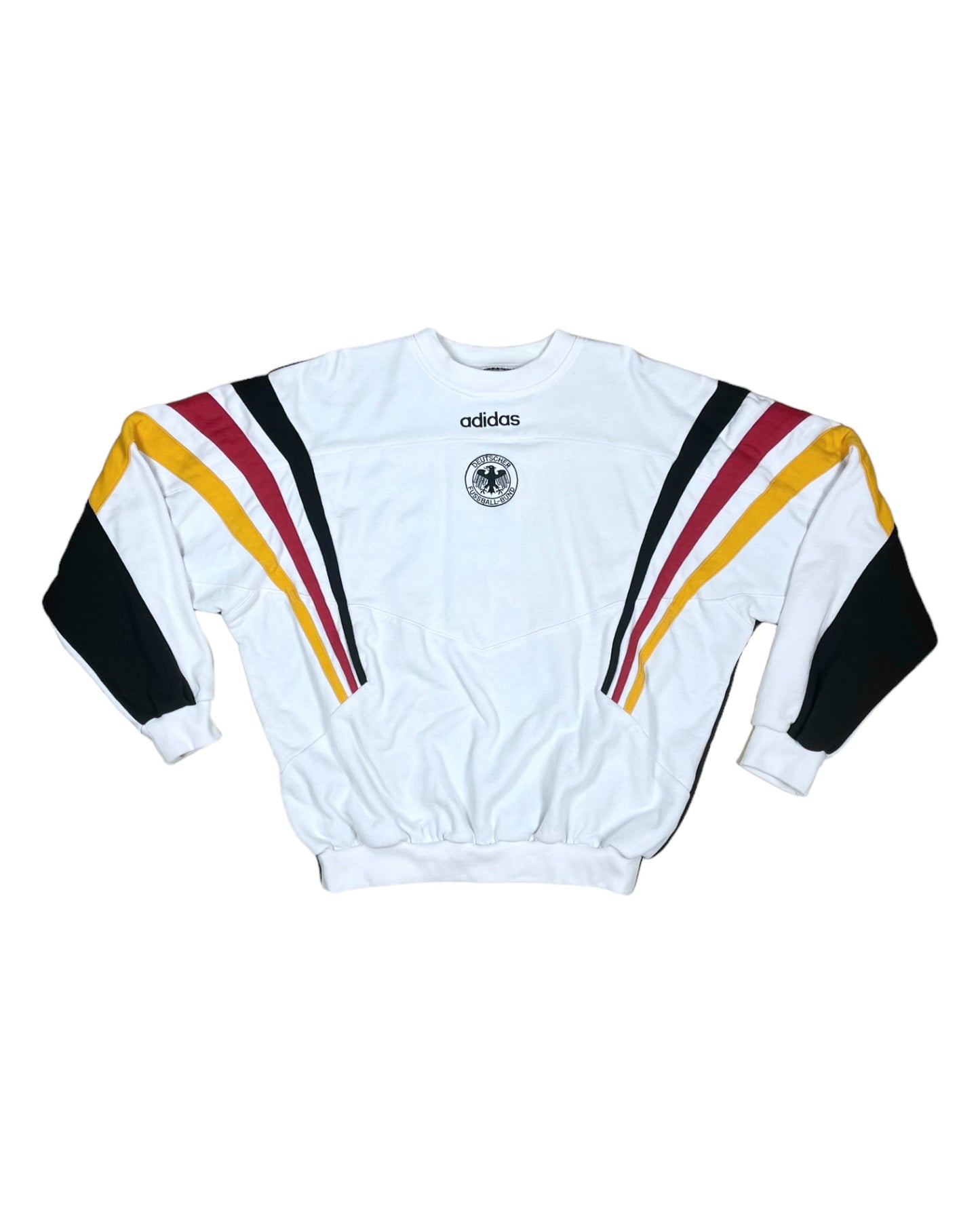 Vintage Germany Adidas 1996 1997 1998 Sweatshirt Crew Neck White Black Size L - XL