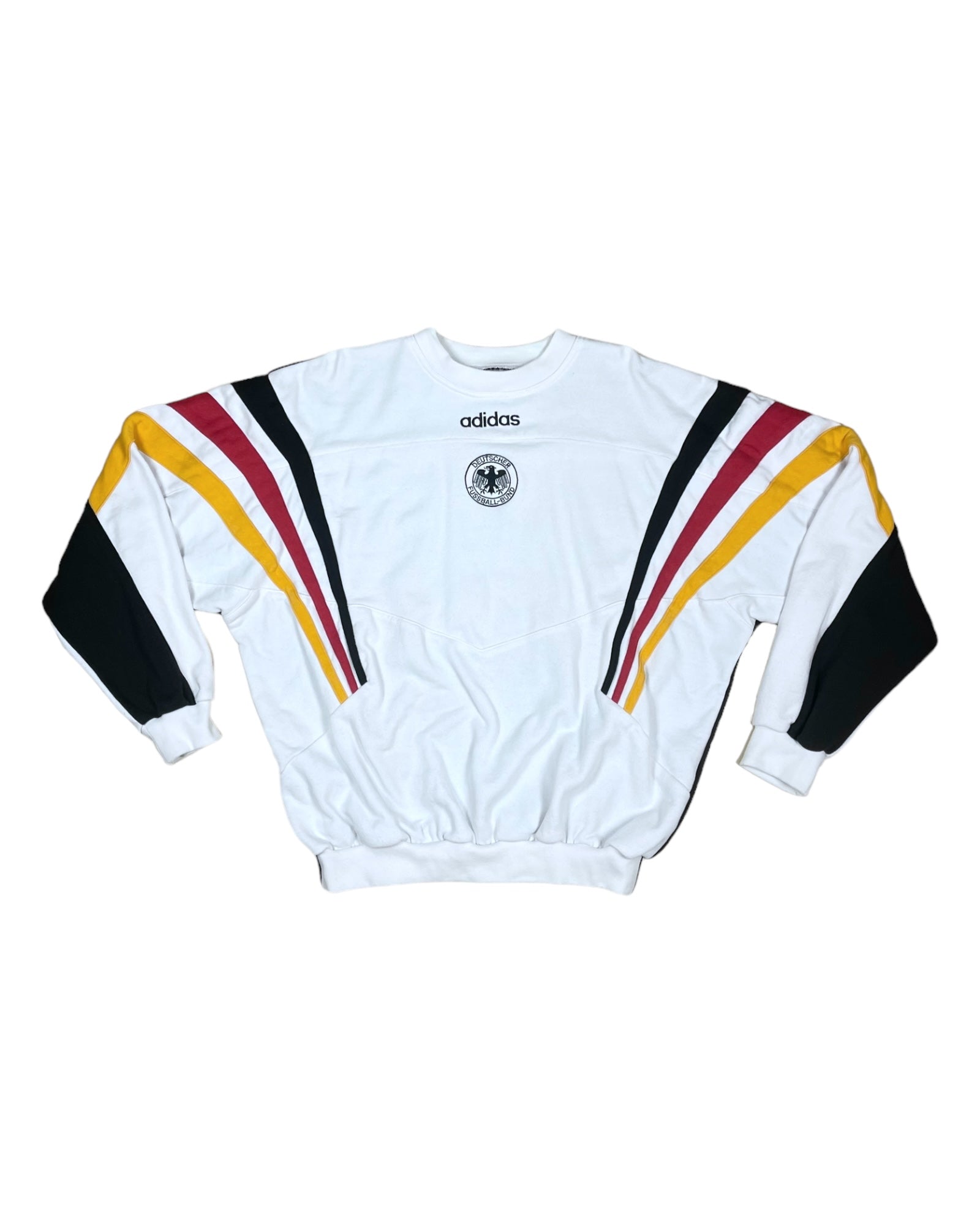 Vintage Germany Adidas 1996 1997 1998 Sweatshirt Crew Neck White Black Size L - XL