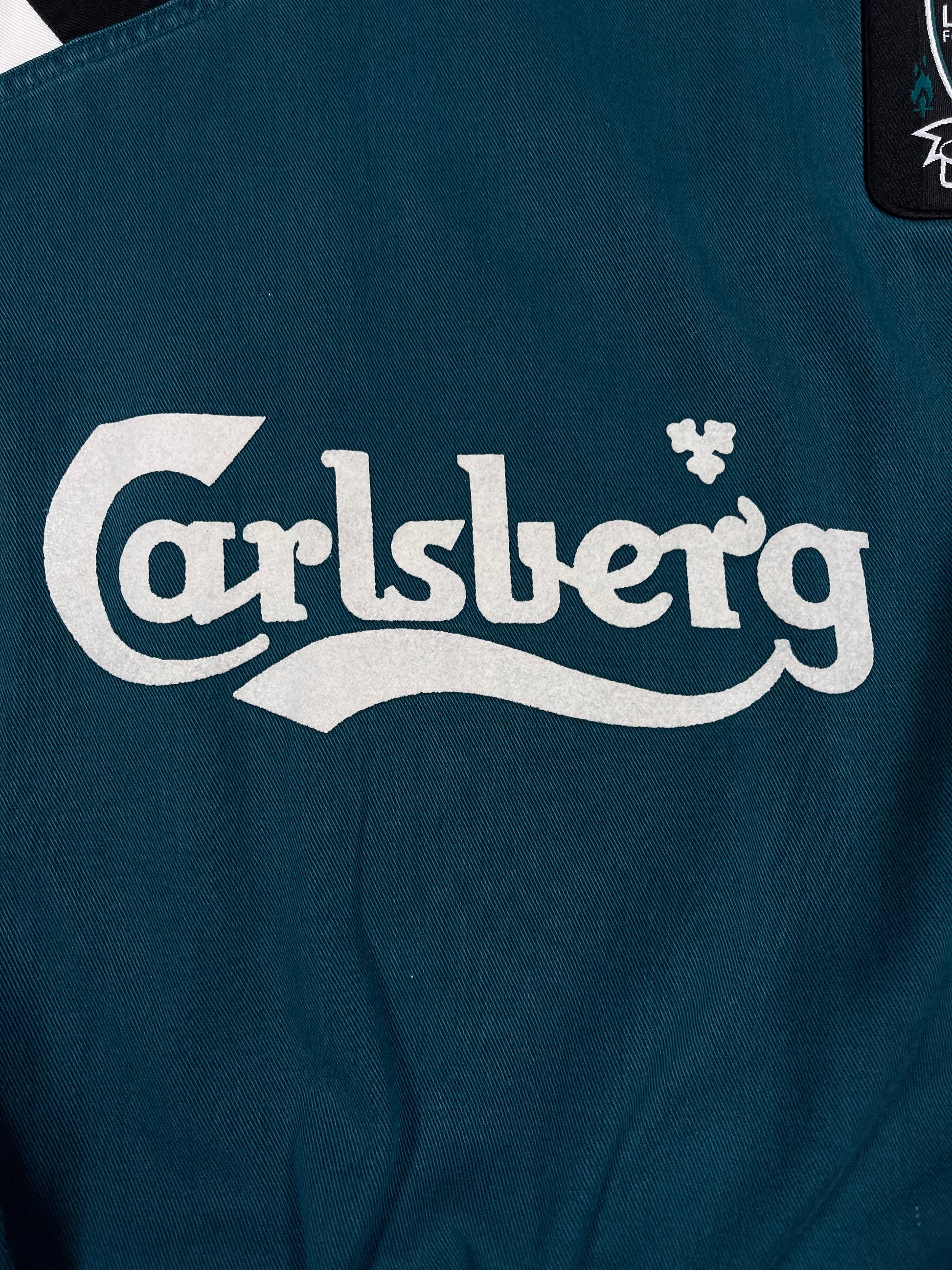 Vintage Liverpool Adidas 1995 - 1996 Football Dril Top Sweatshirt Carlsberg Green Black White