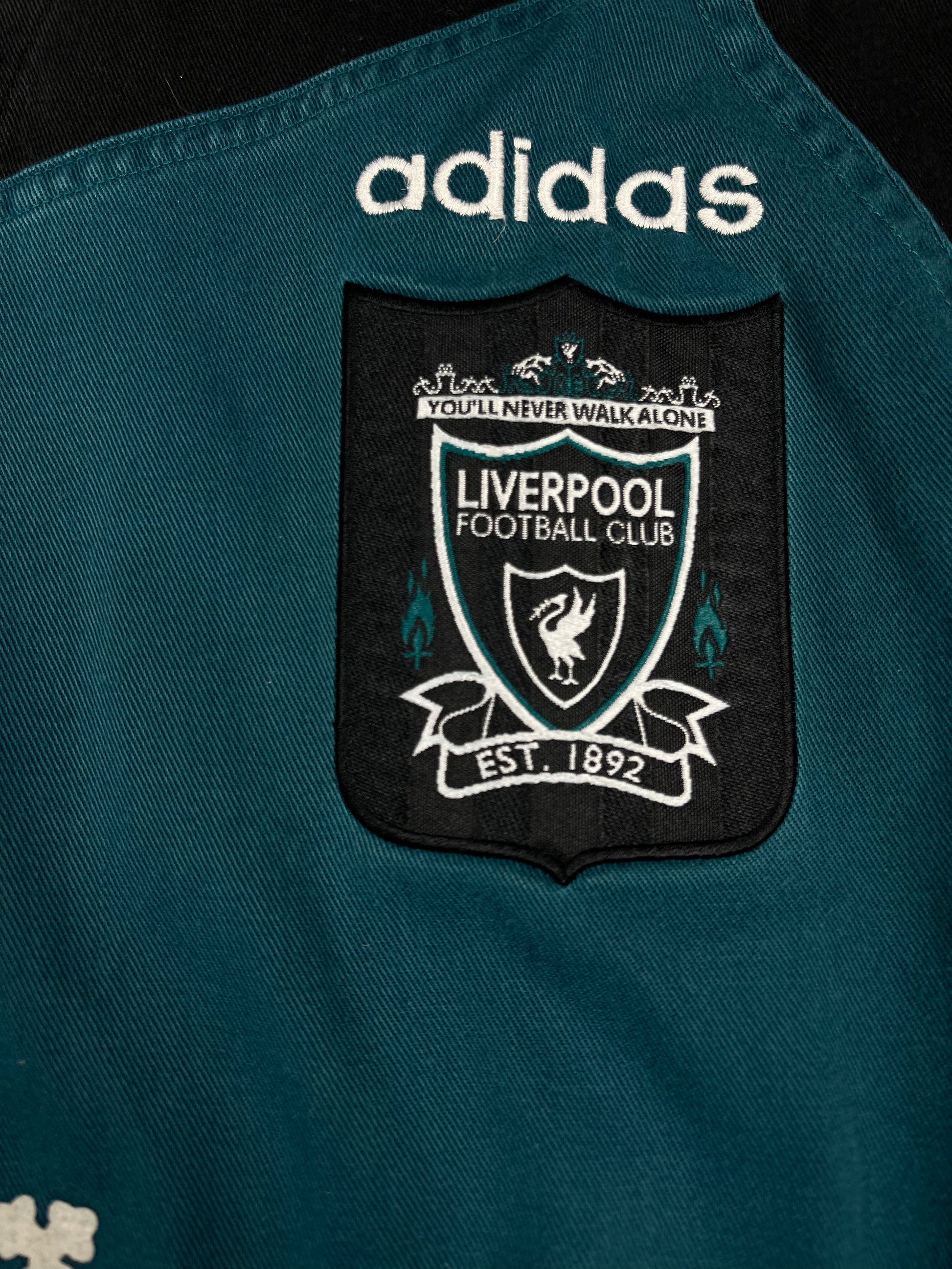 Vintage Liverpool Adidas 1995 - 1996 Football Dril Top Sweatshirt Carlsberg Green Black White