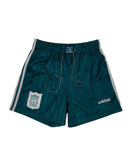 Vintage Liverpool FC Adidas 1995 - 1996 Away Shorts Green Made in UK Size M
